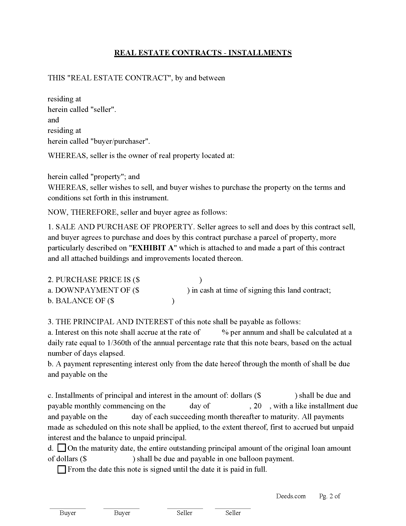Real Estate Contract-Installments