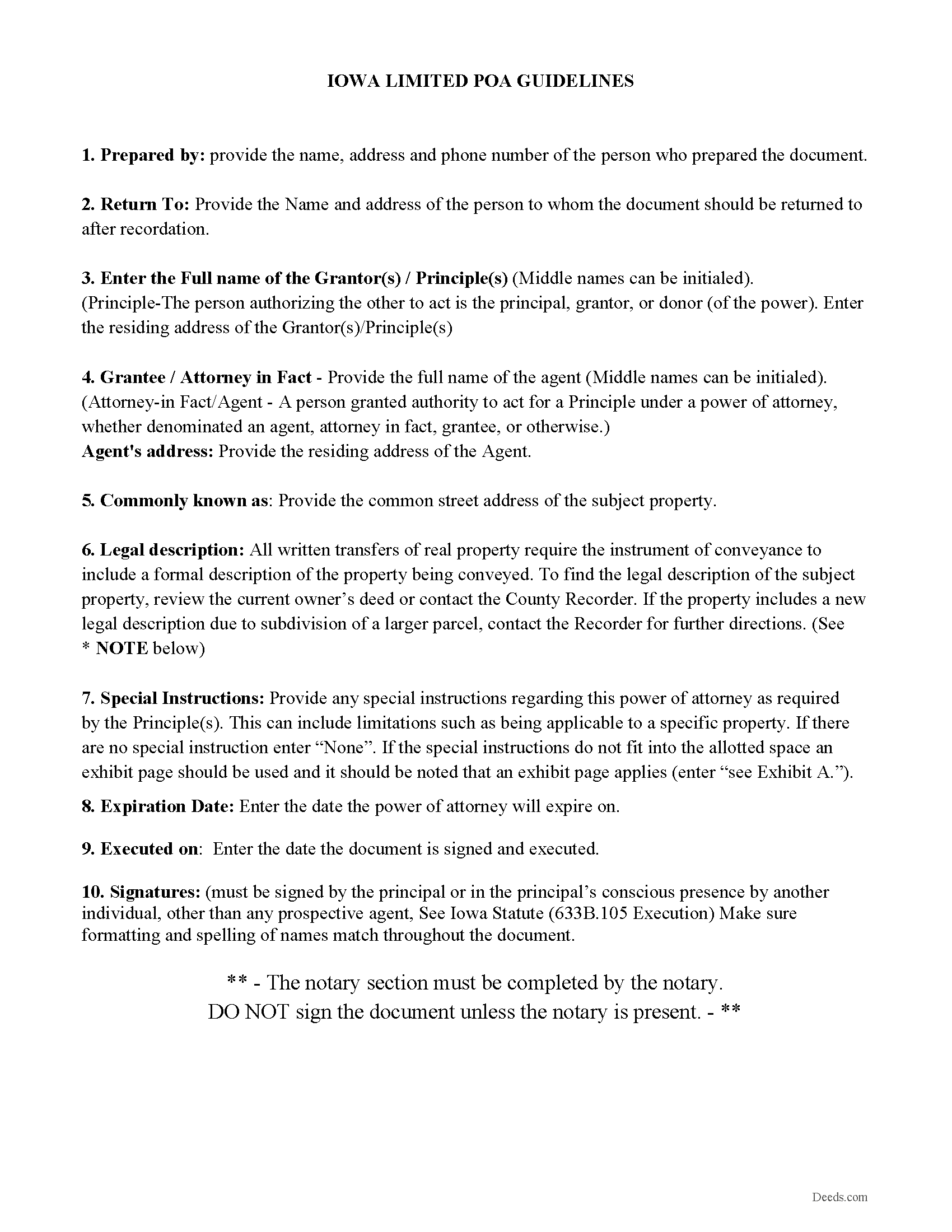 Page County Limited Power of Attorney Guidelines