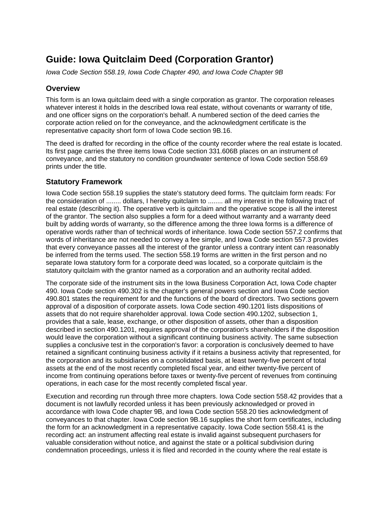 Linn County Quitclaim Deed (Corporation Grantor) Guide