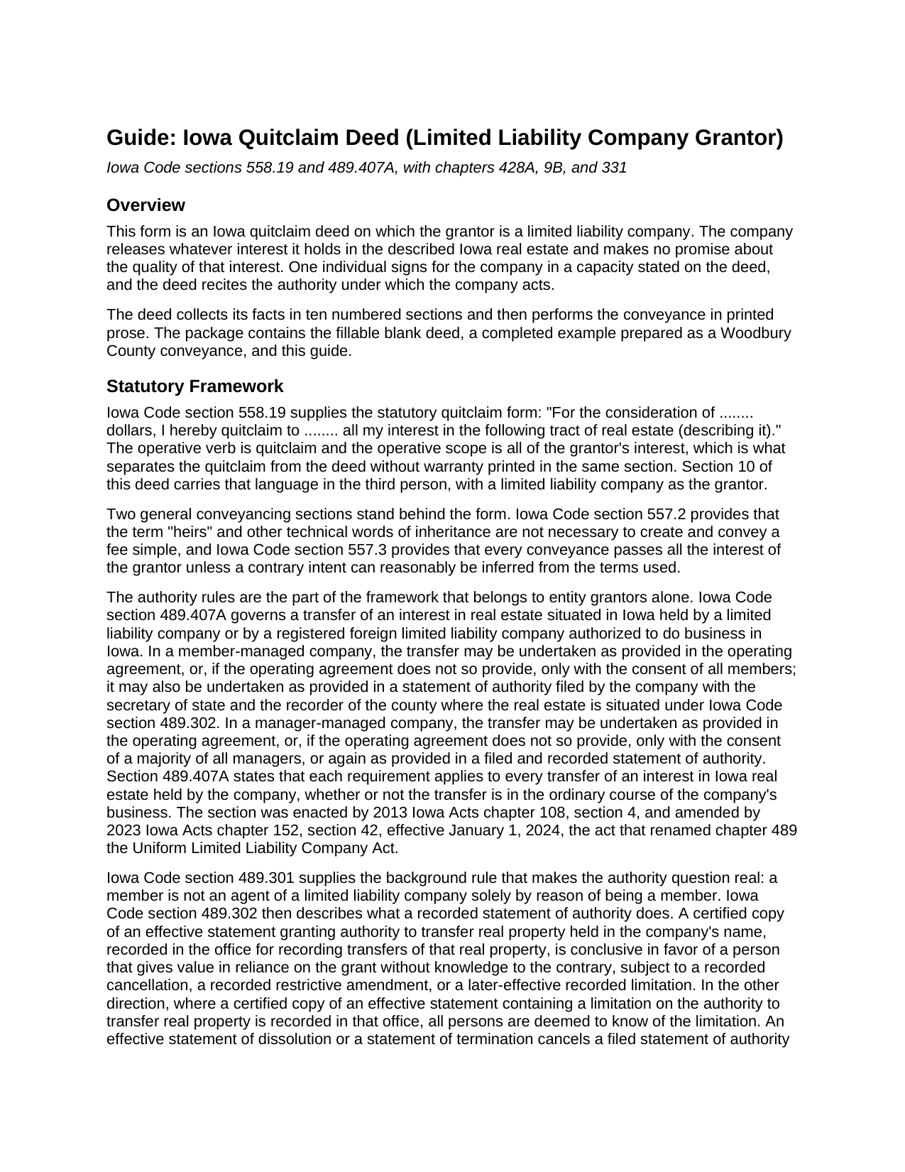 Taylor County Quitclaim Deed (LLC Grantor) Guide