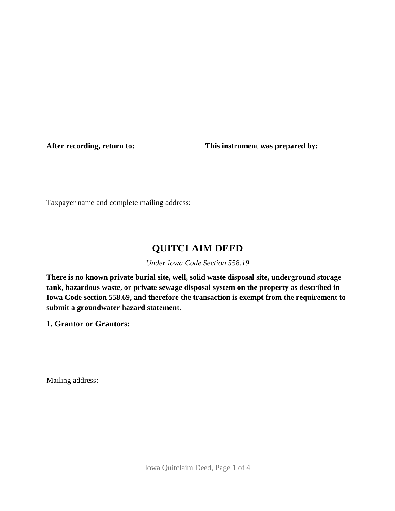 Page County Quitclaim Deed Form