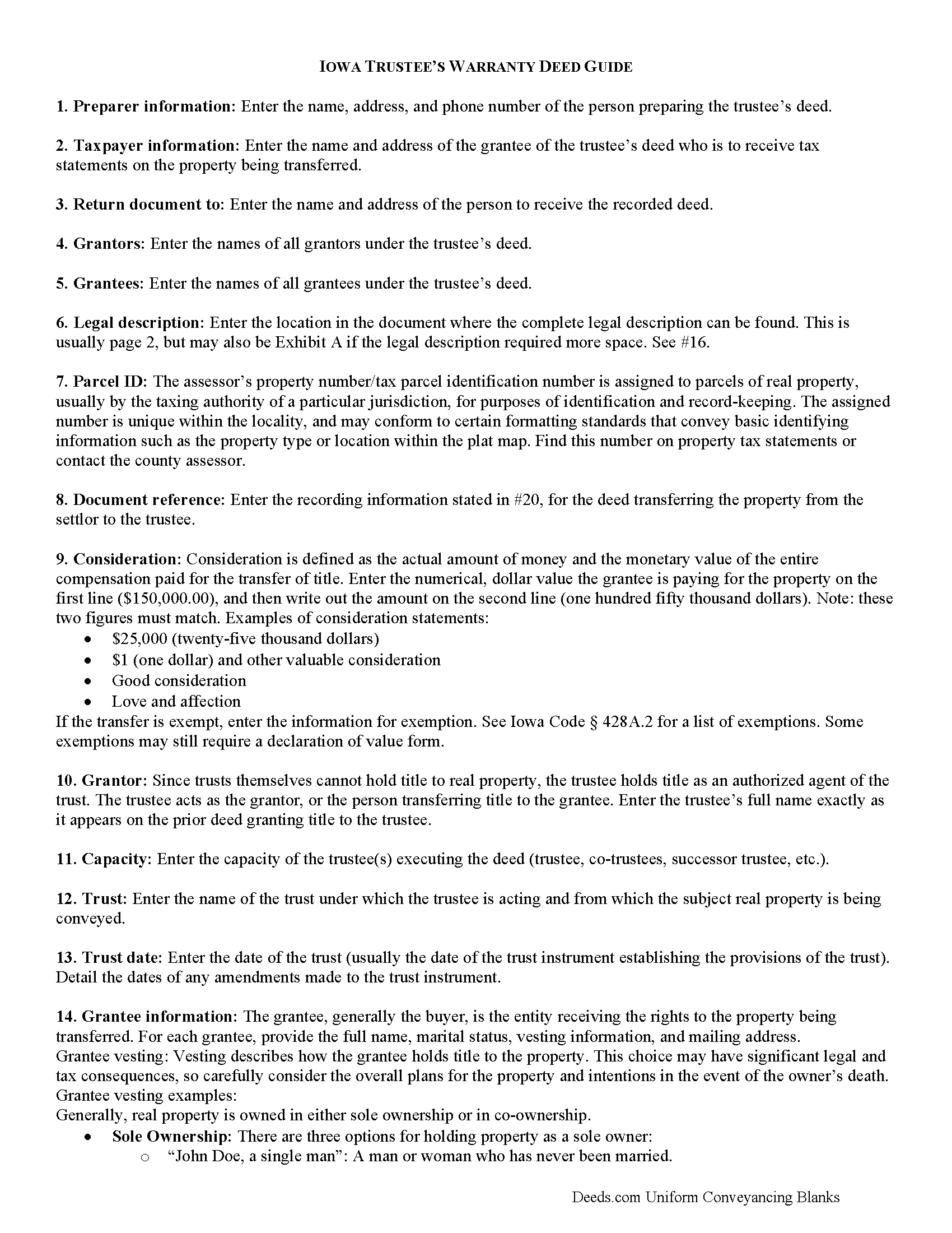 Howard County Trustee Warranty Deed Guide