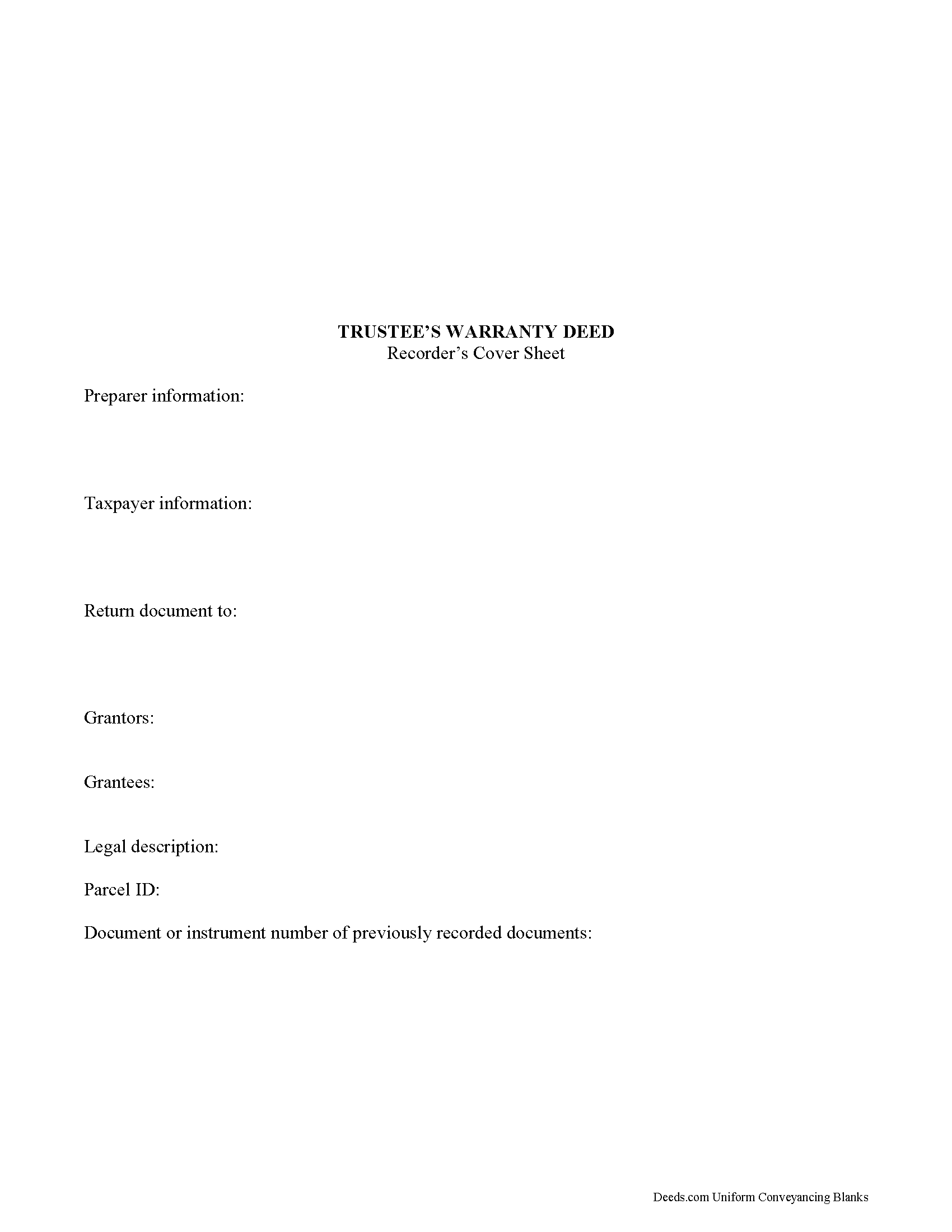 Howard County Trustee Warranty Deed Form
