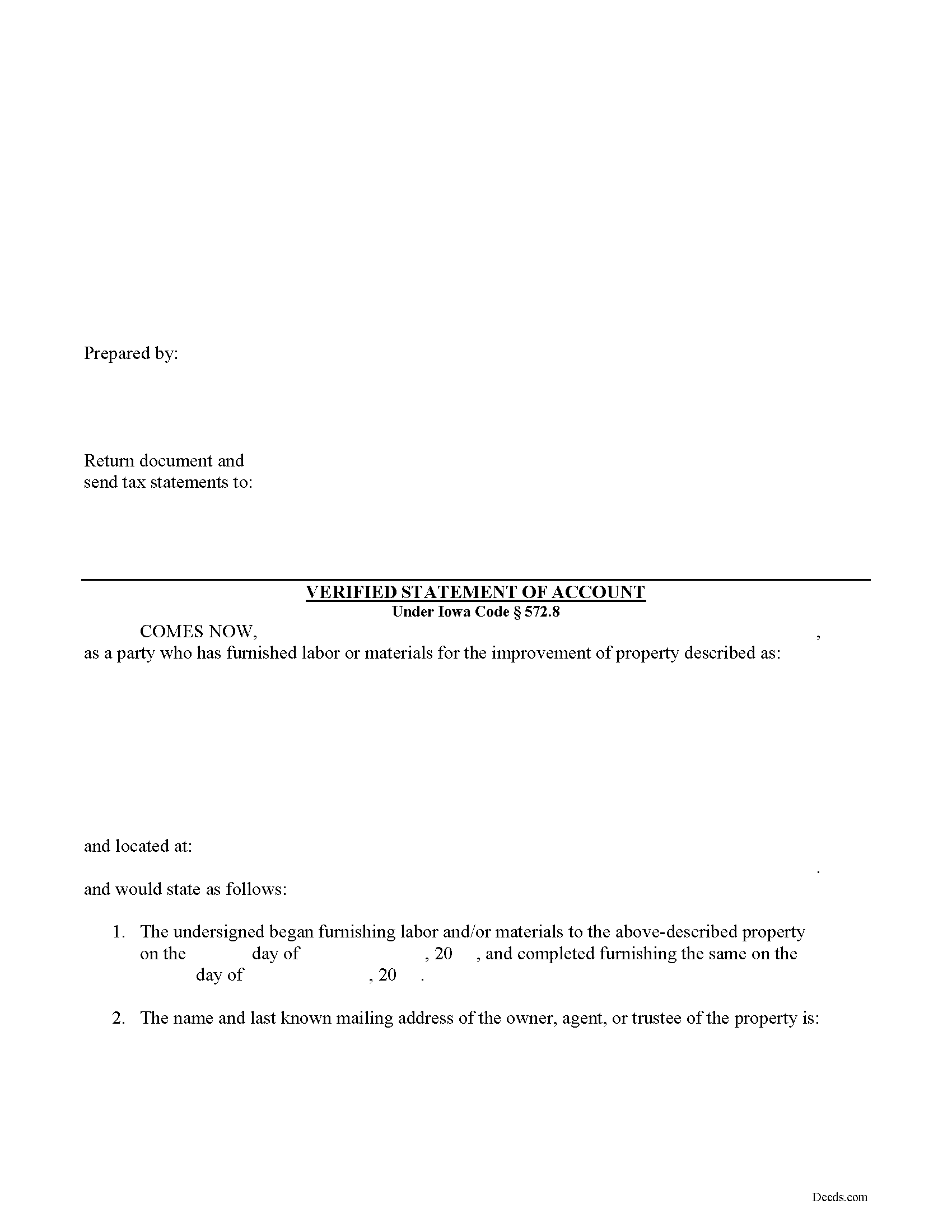 Polk County Verified Statement of Account Form