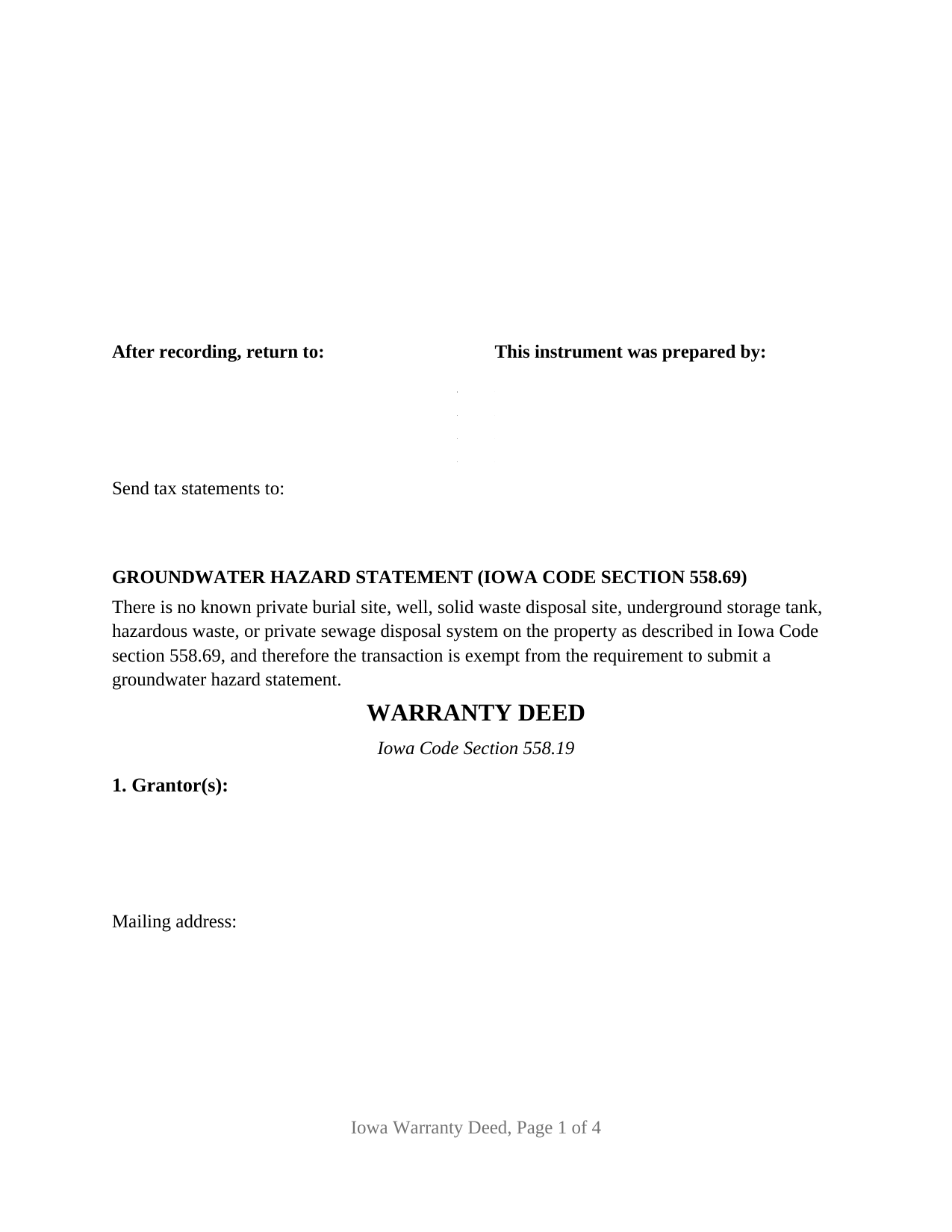 Wapello County Warranty Deed Form