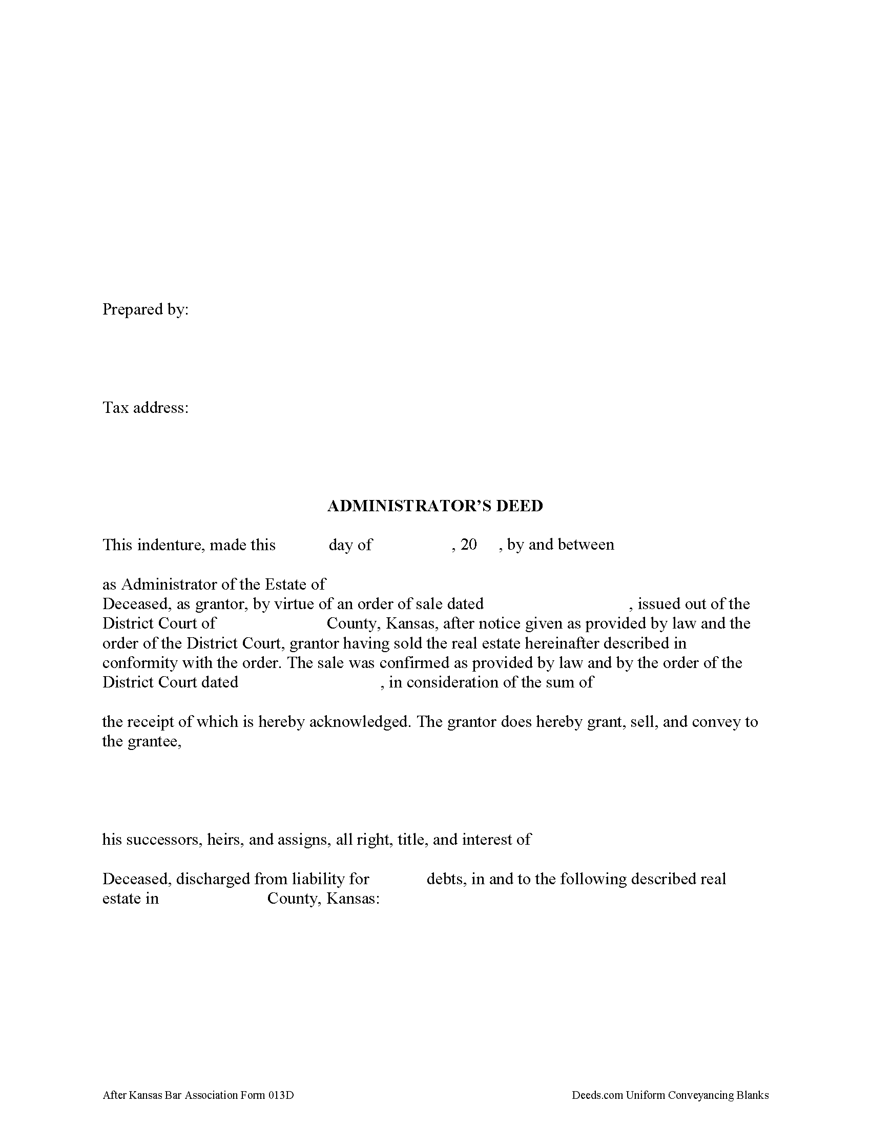 Doniphan County Administrator Deed Form