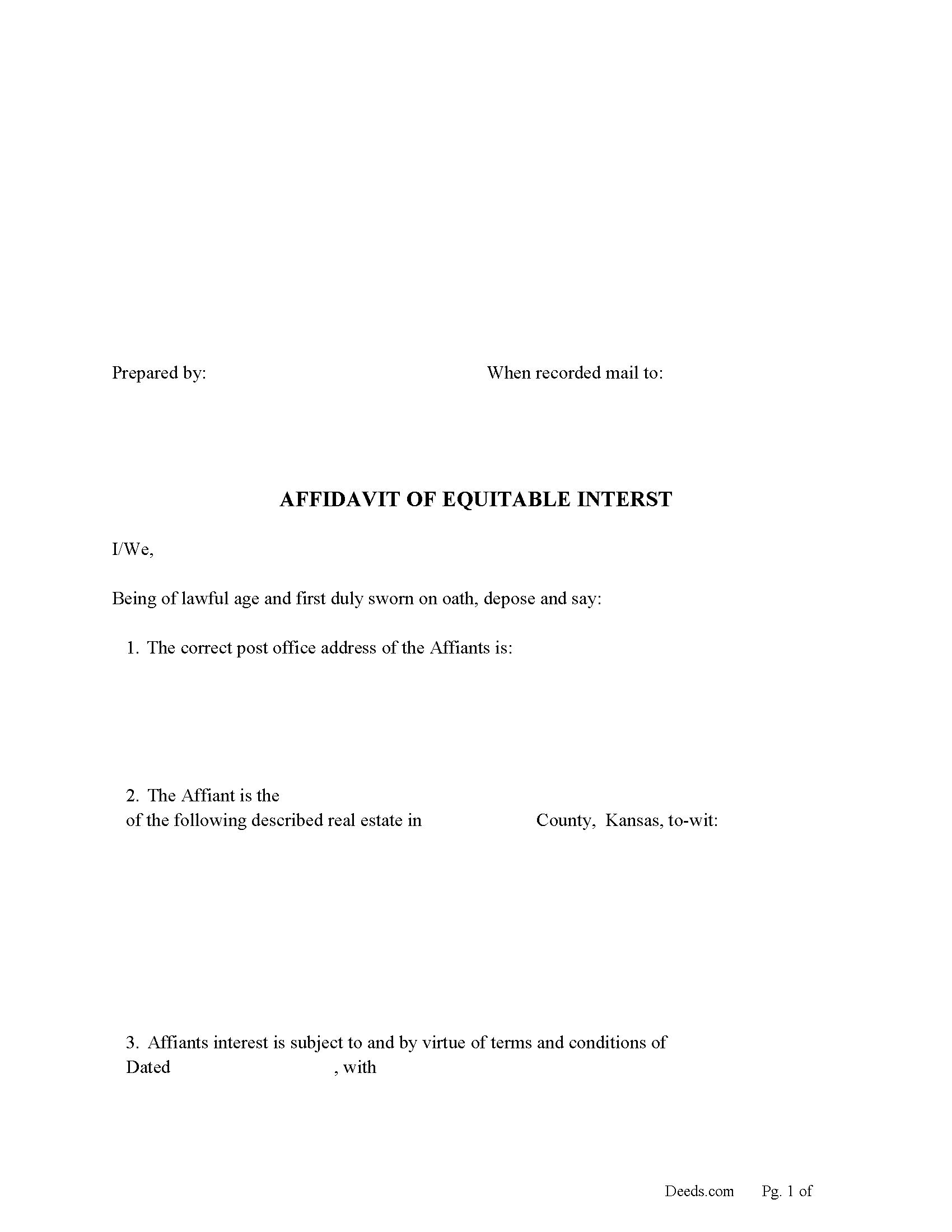Affidavit for Equitable Interest Form