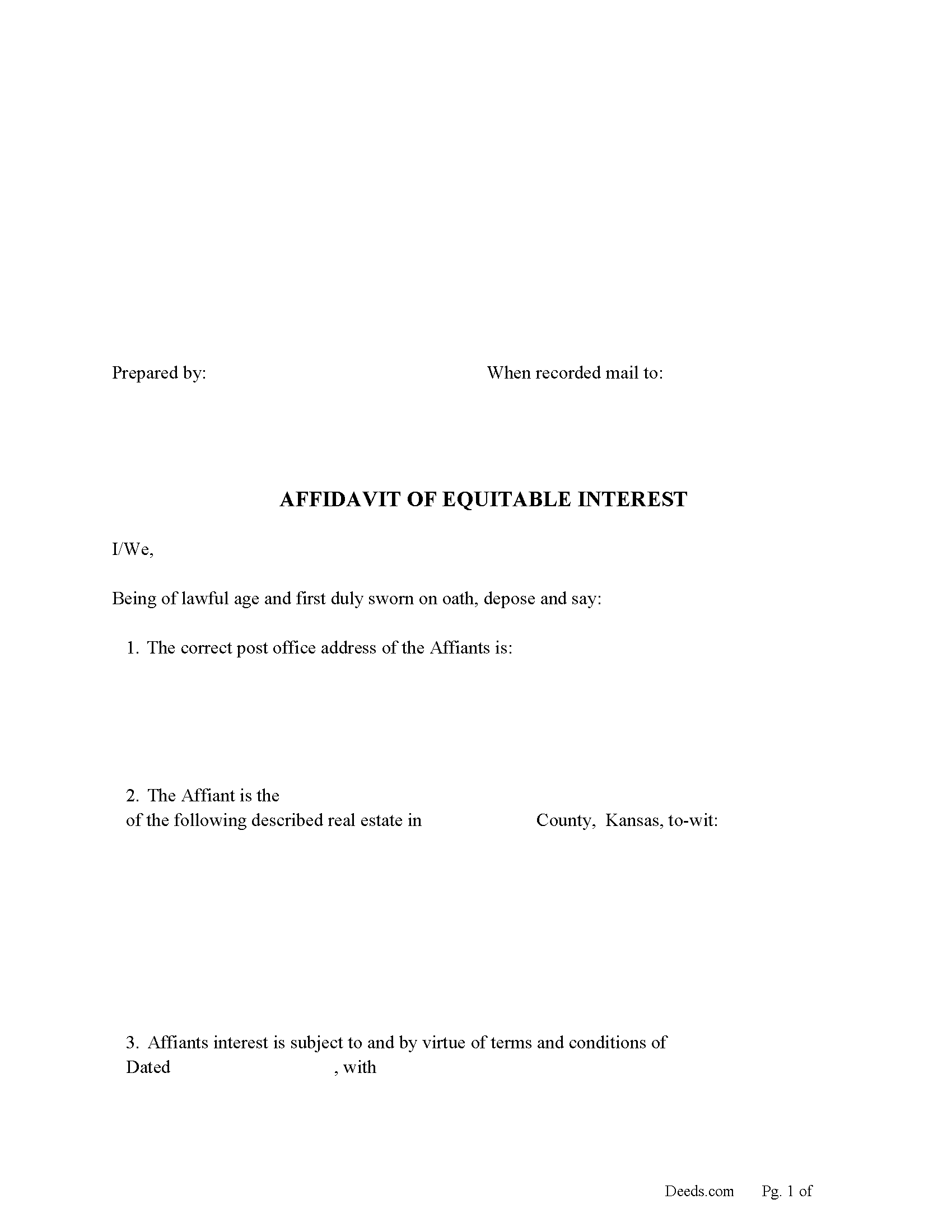 Doniphan County Affidavit for Equitable Interest Form
