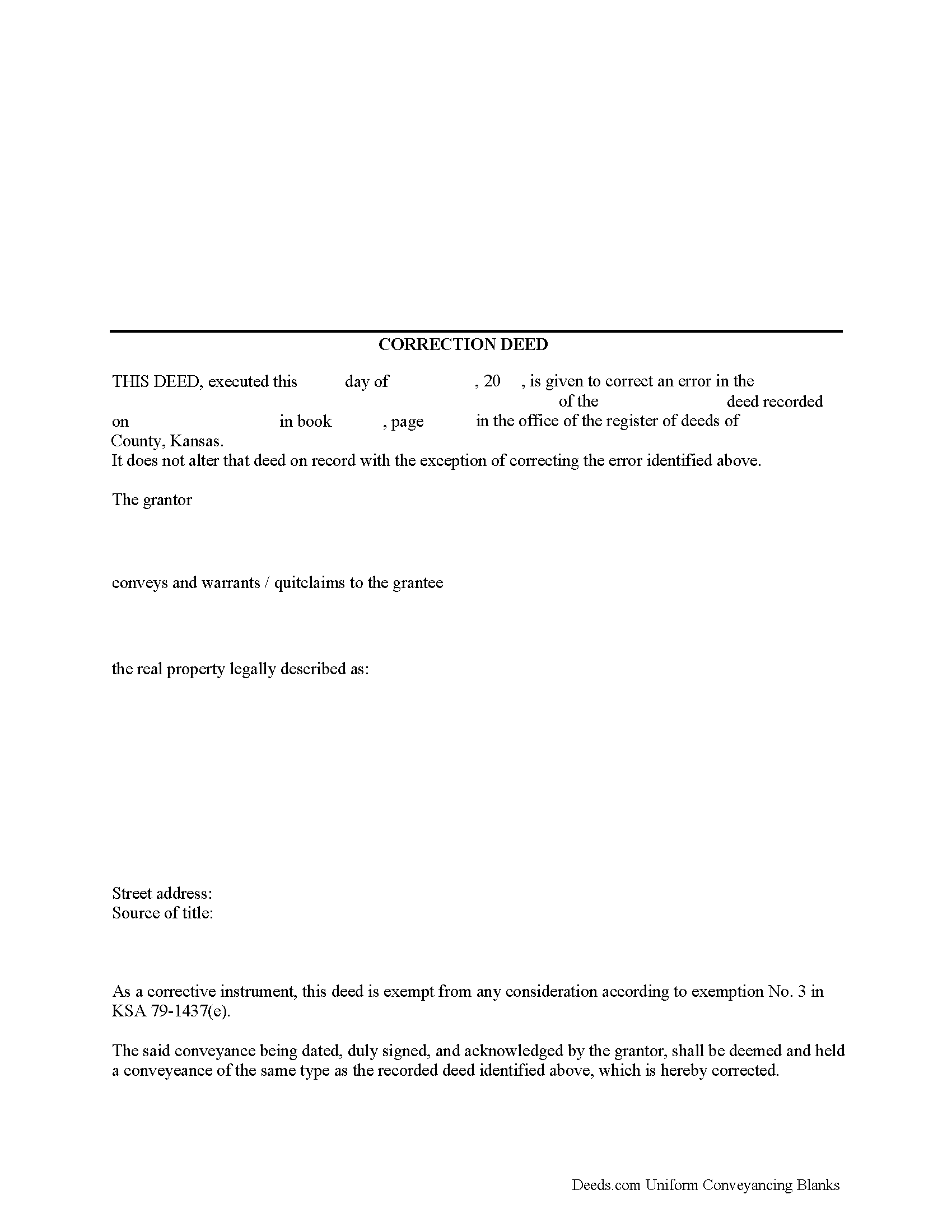 Correction Deed Form