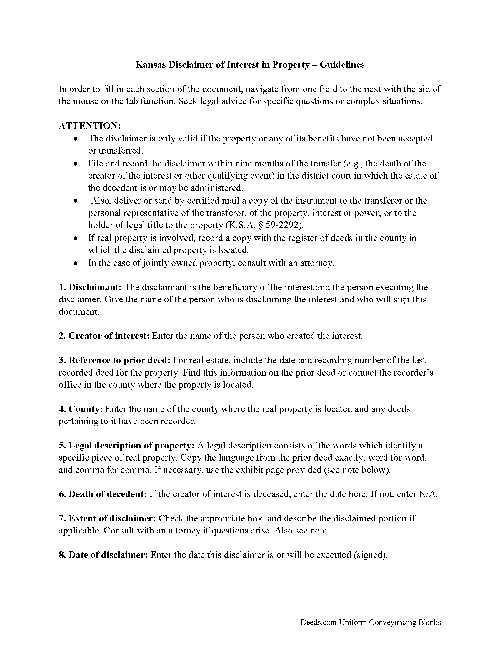 Doniphan County Disclaimer of Interest Guide