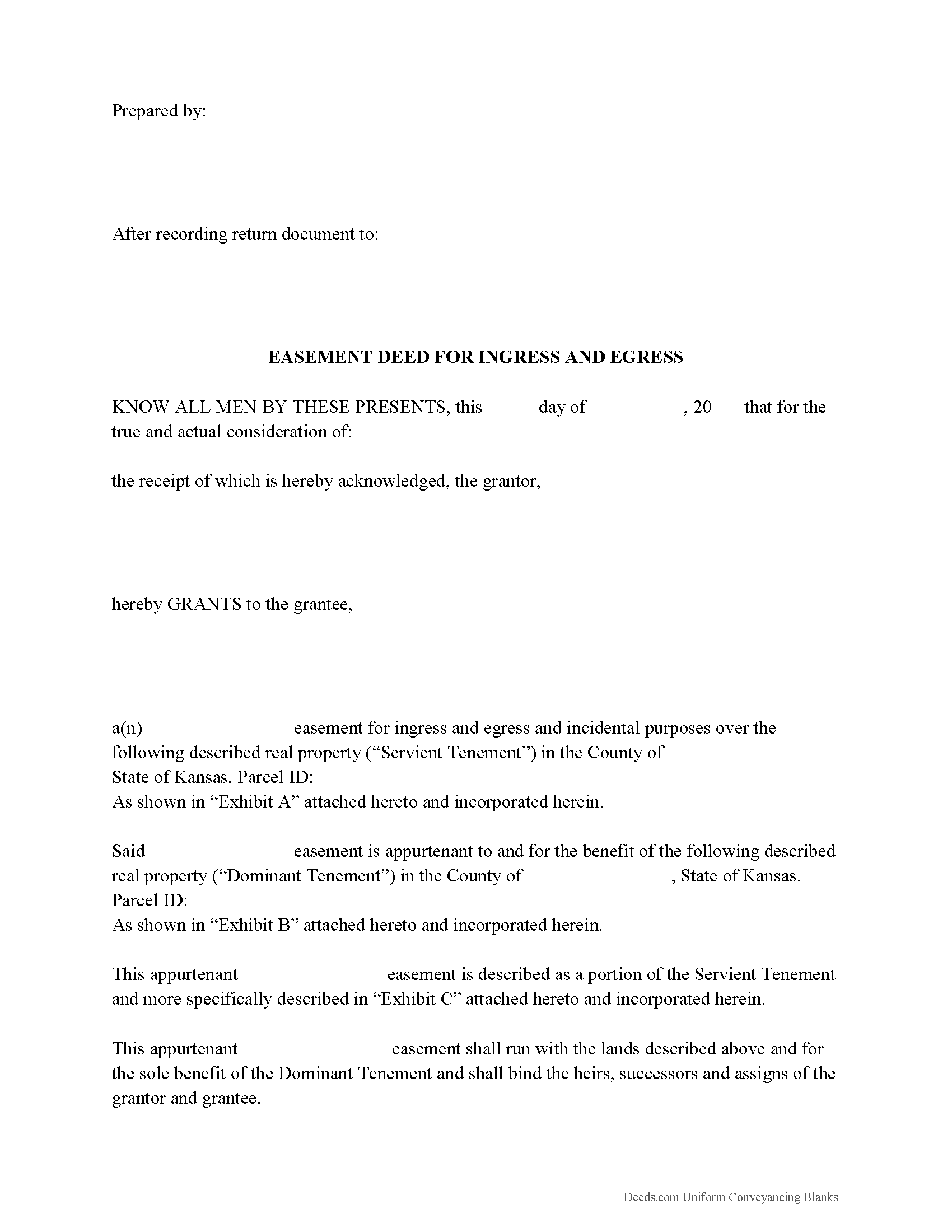 Kansas Easement Deed Image