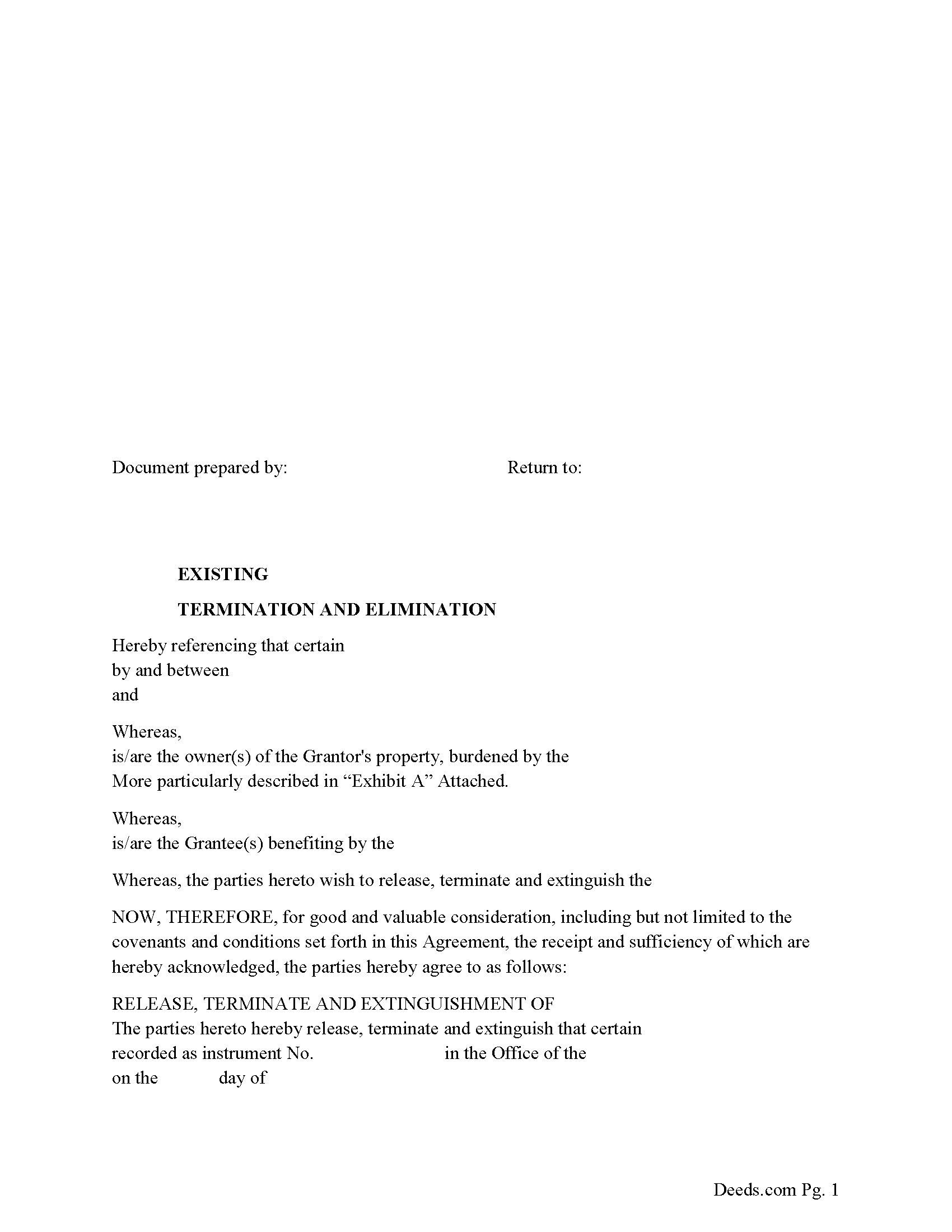 Kansas Termination, Cancellation of Easement / Right of Way Image