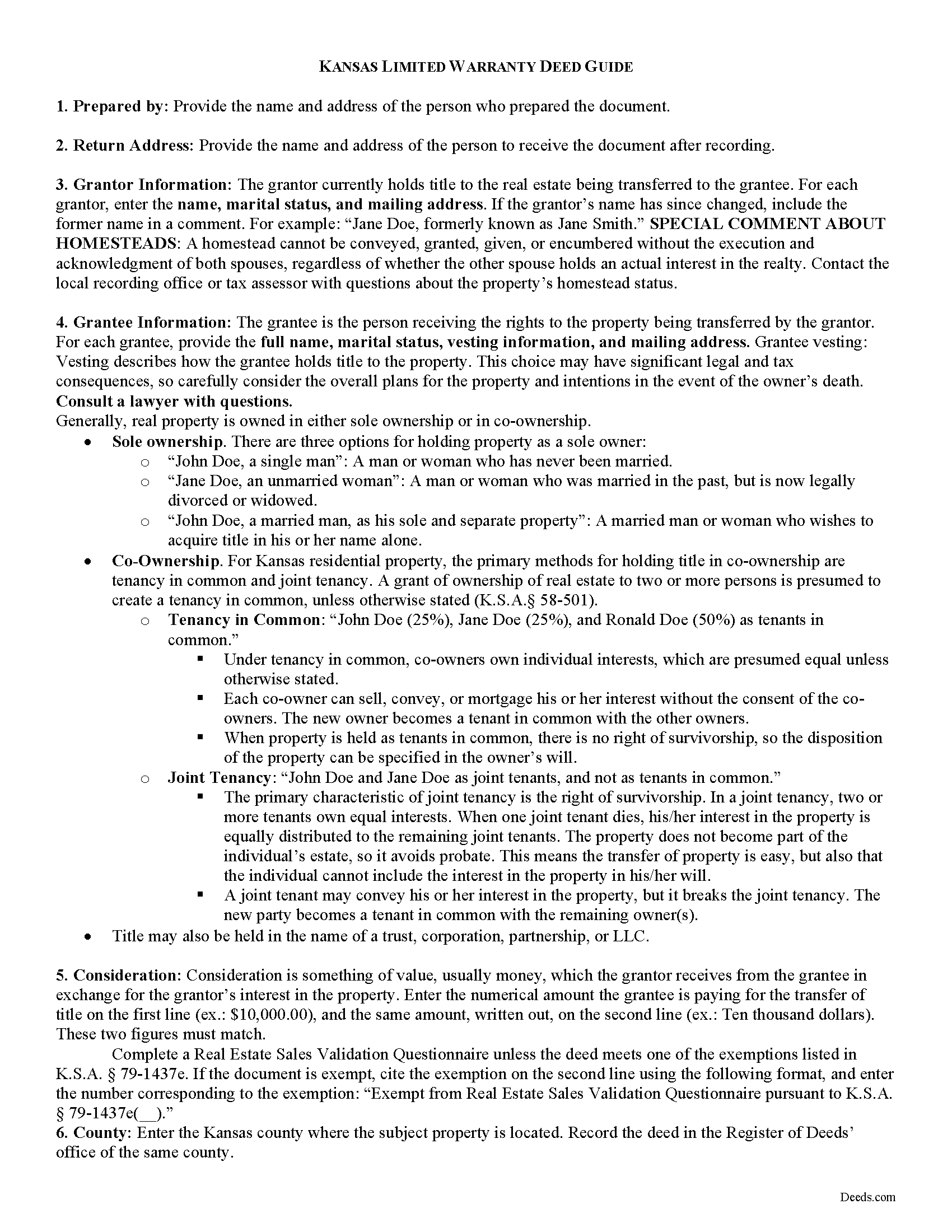 Doniphan County Limited Warranty Deed Guide