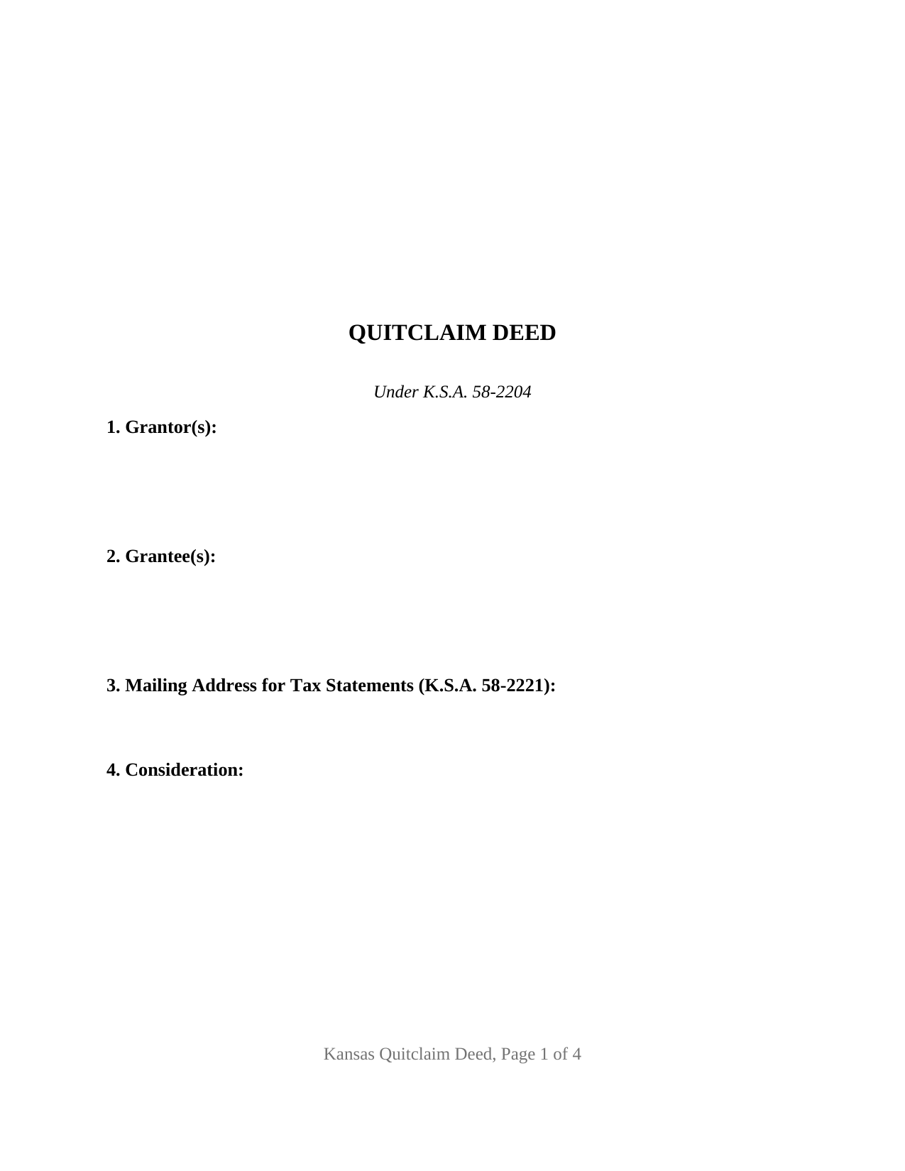 Leavenworth County Quitclaim Deed Form