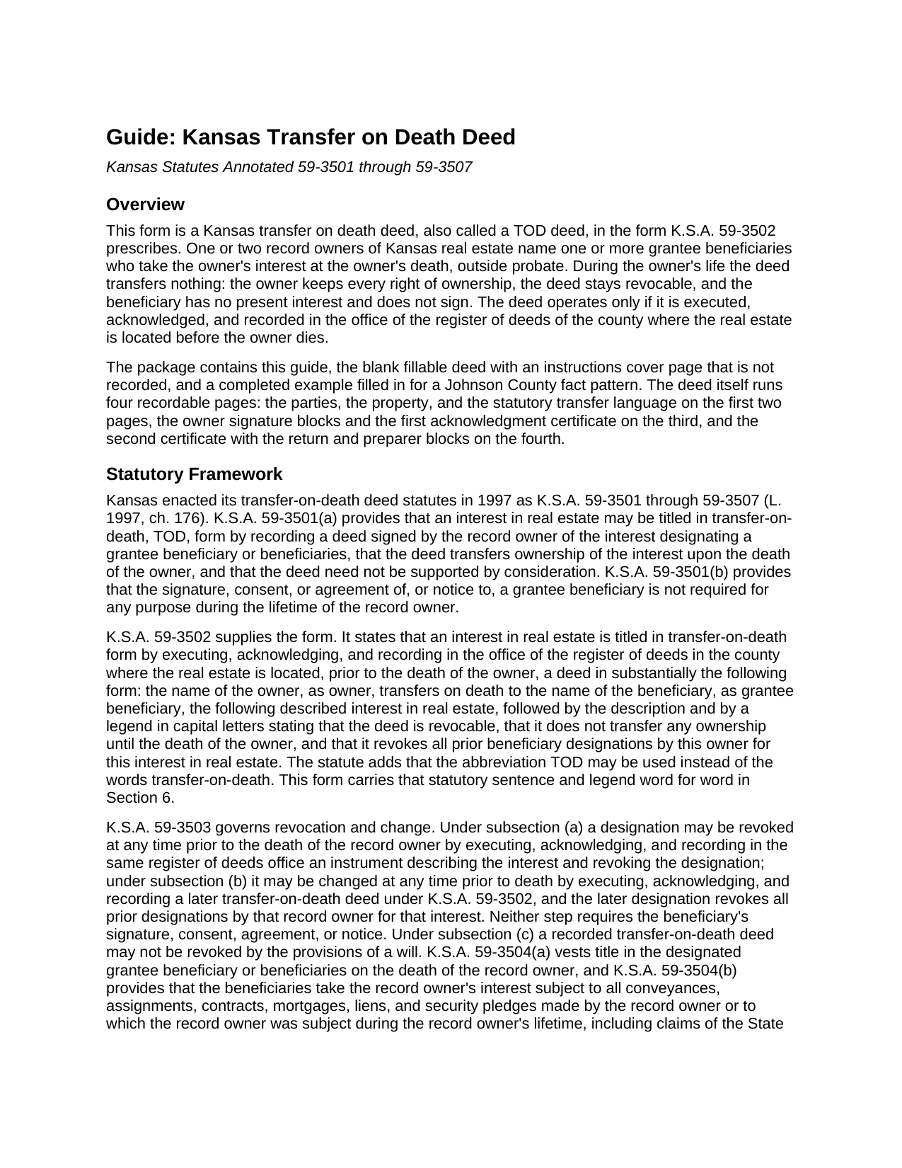 Decatur County Transfer on Death Deed Guide
