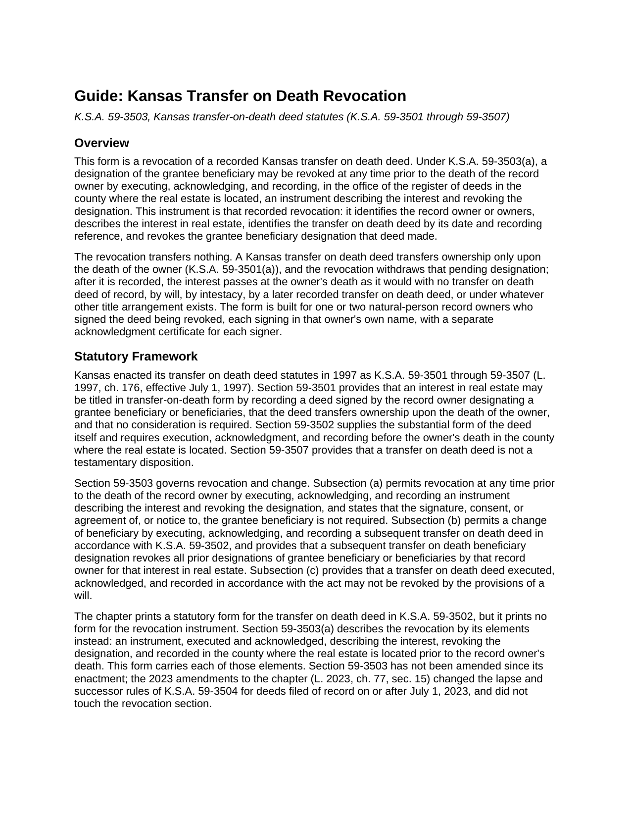 Seward County Transfer on Death Revocation Guide