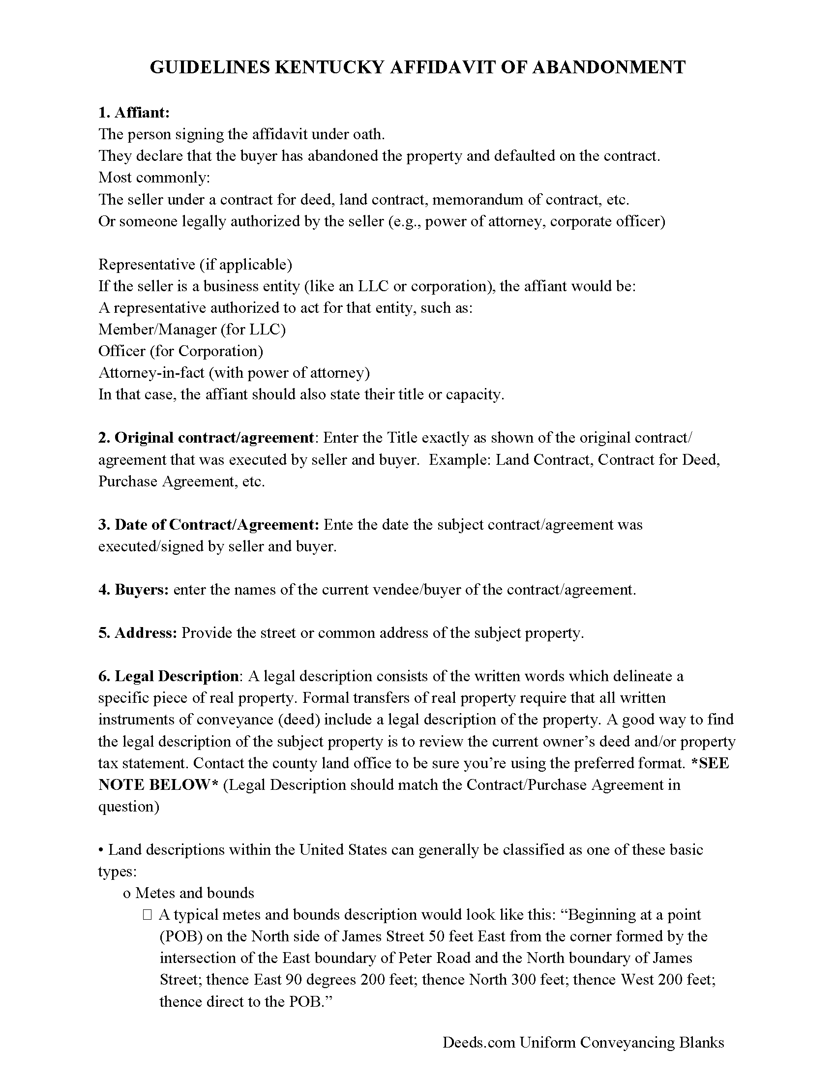 Trimble County Affidavit of Abandonment Guide