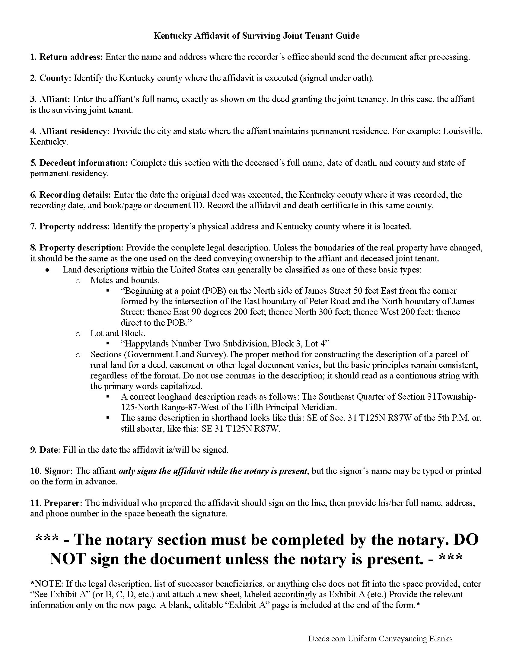 Trimble County Affidavit of Surviving Joint Tenant Guide