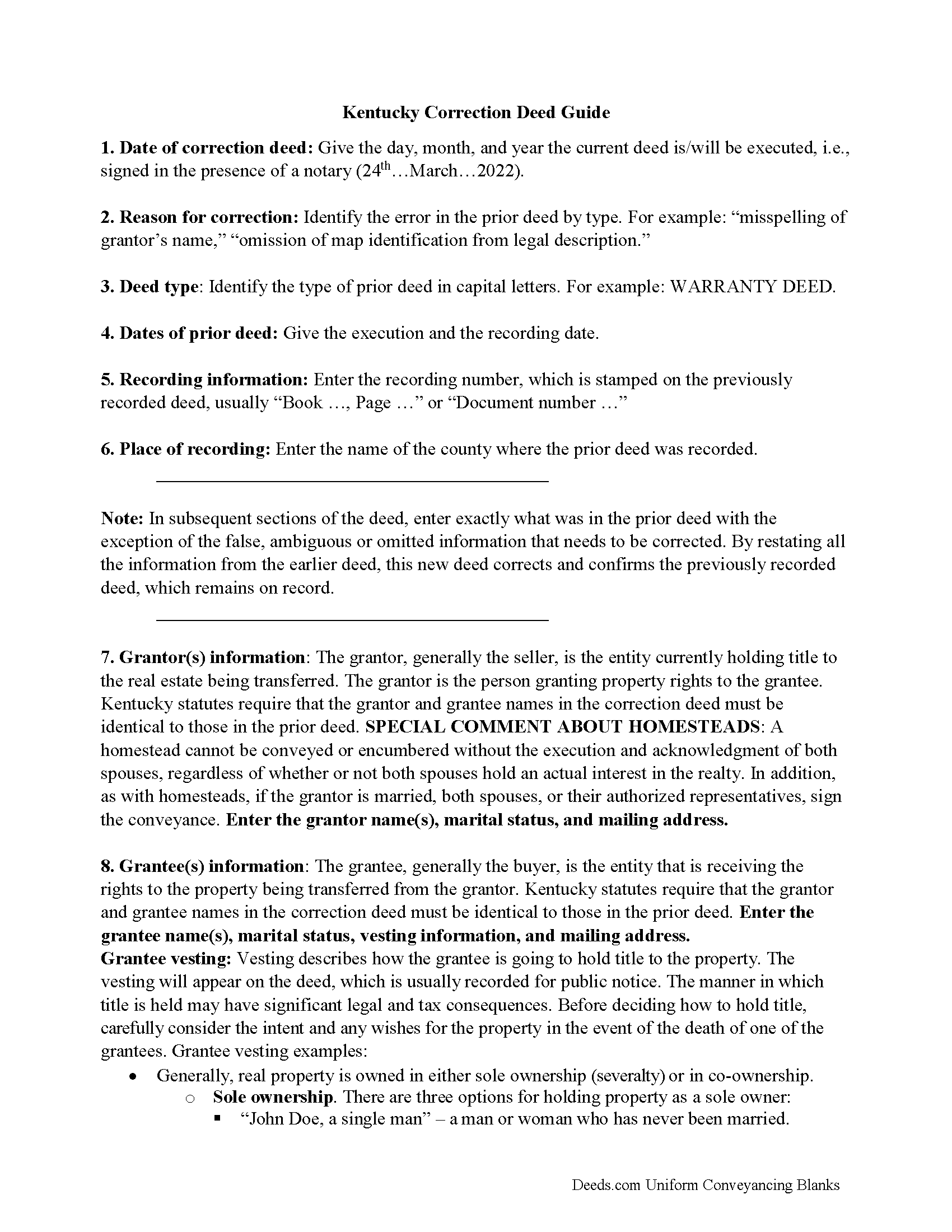 Meade County Correction Deed Guide