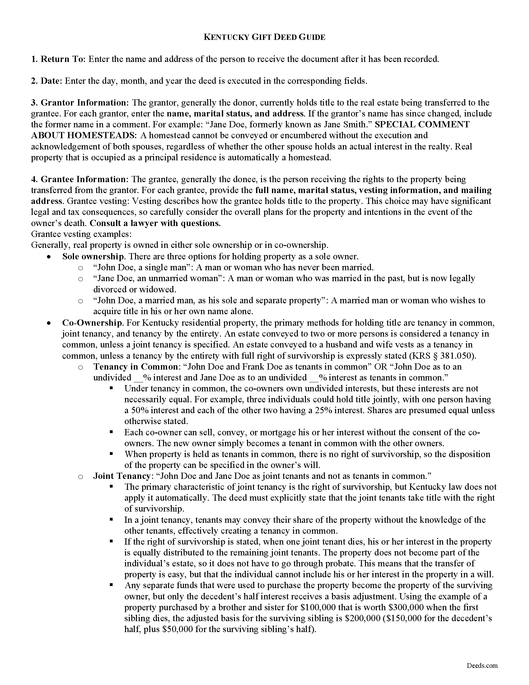 Garrard County Gift Deed Guide
