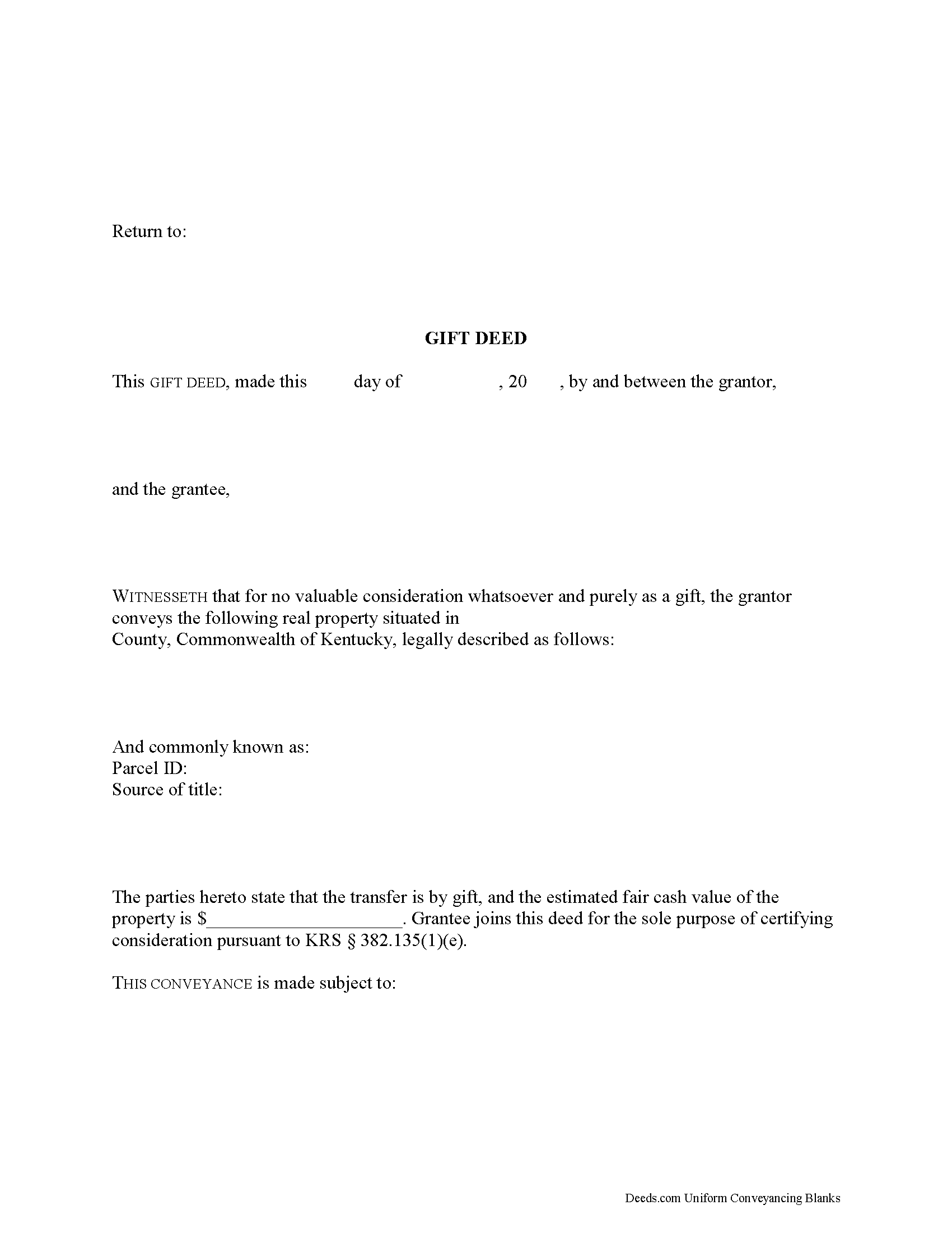 Garrard County Gift Deed Form