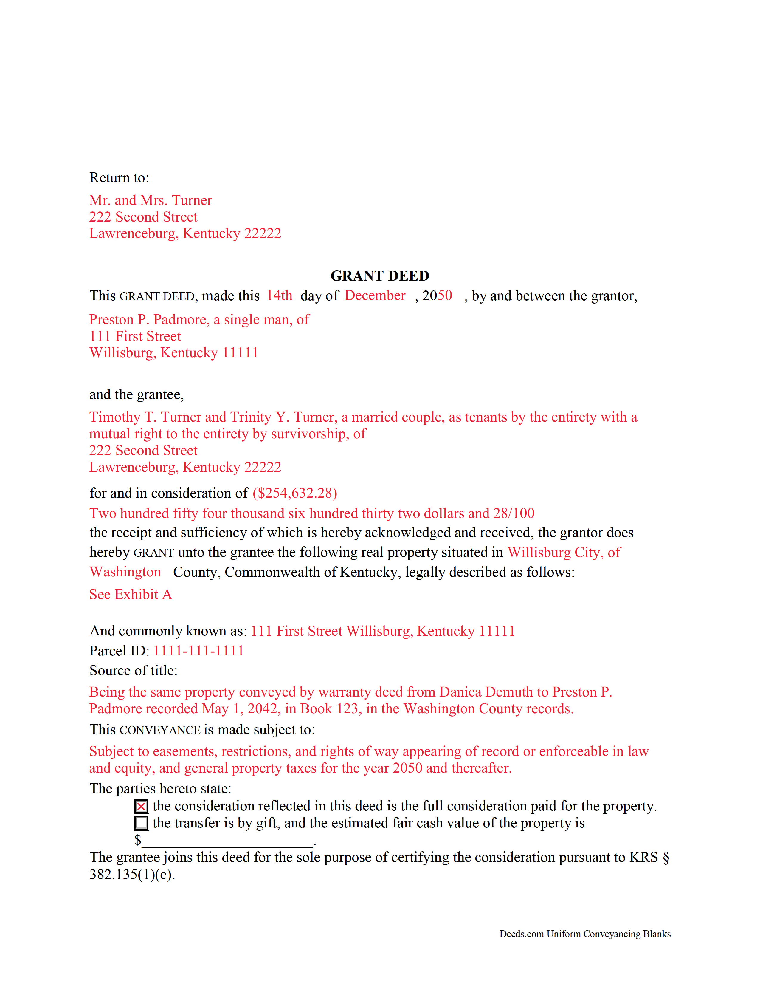 Henry County Completed Example of the Grant Deed Document