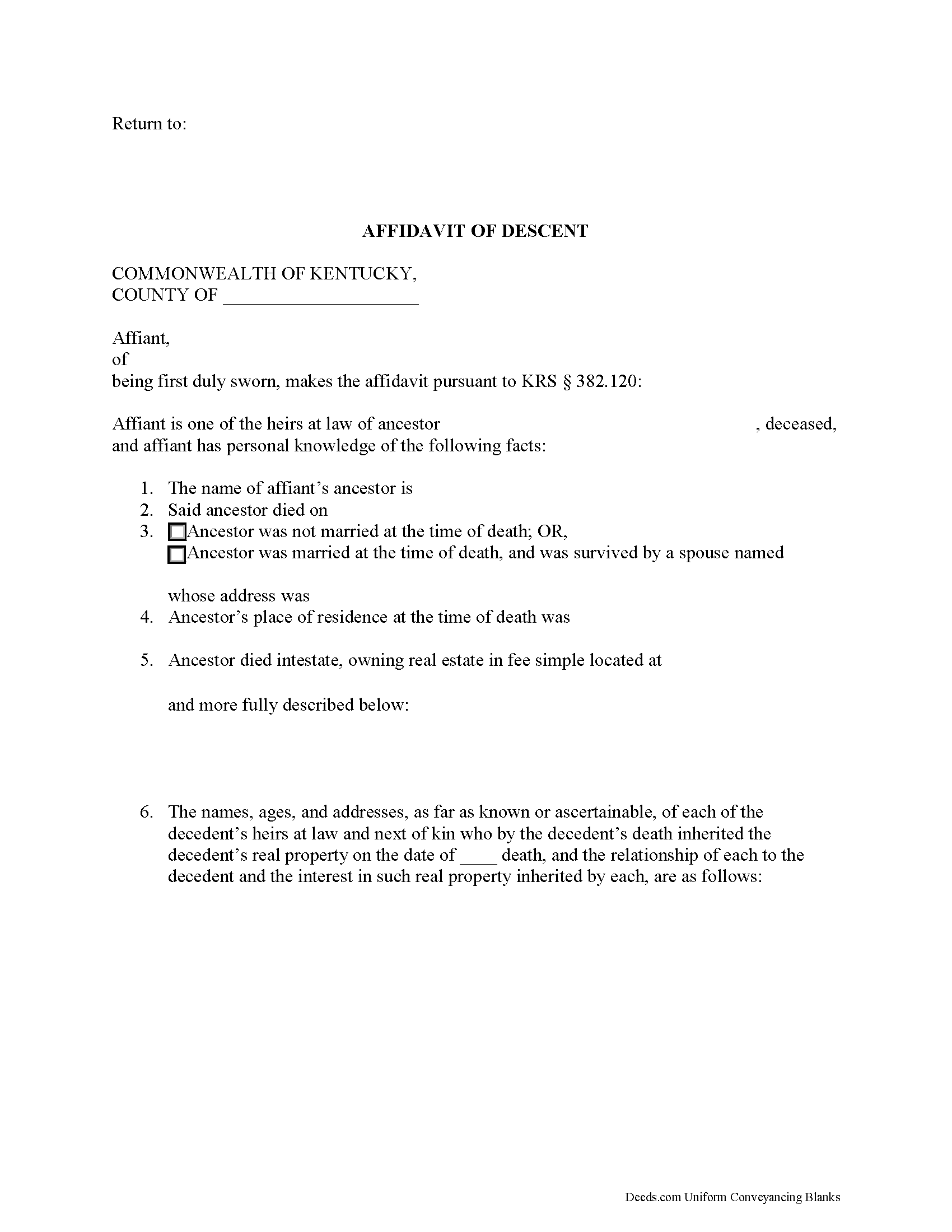 Affidavit of Descent