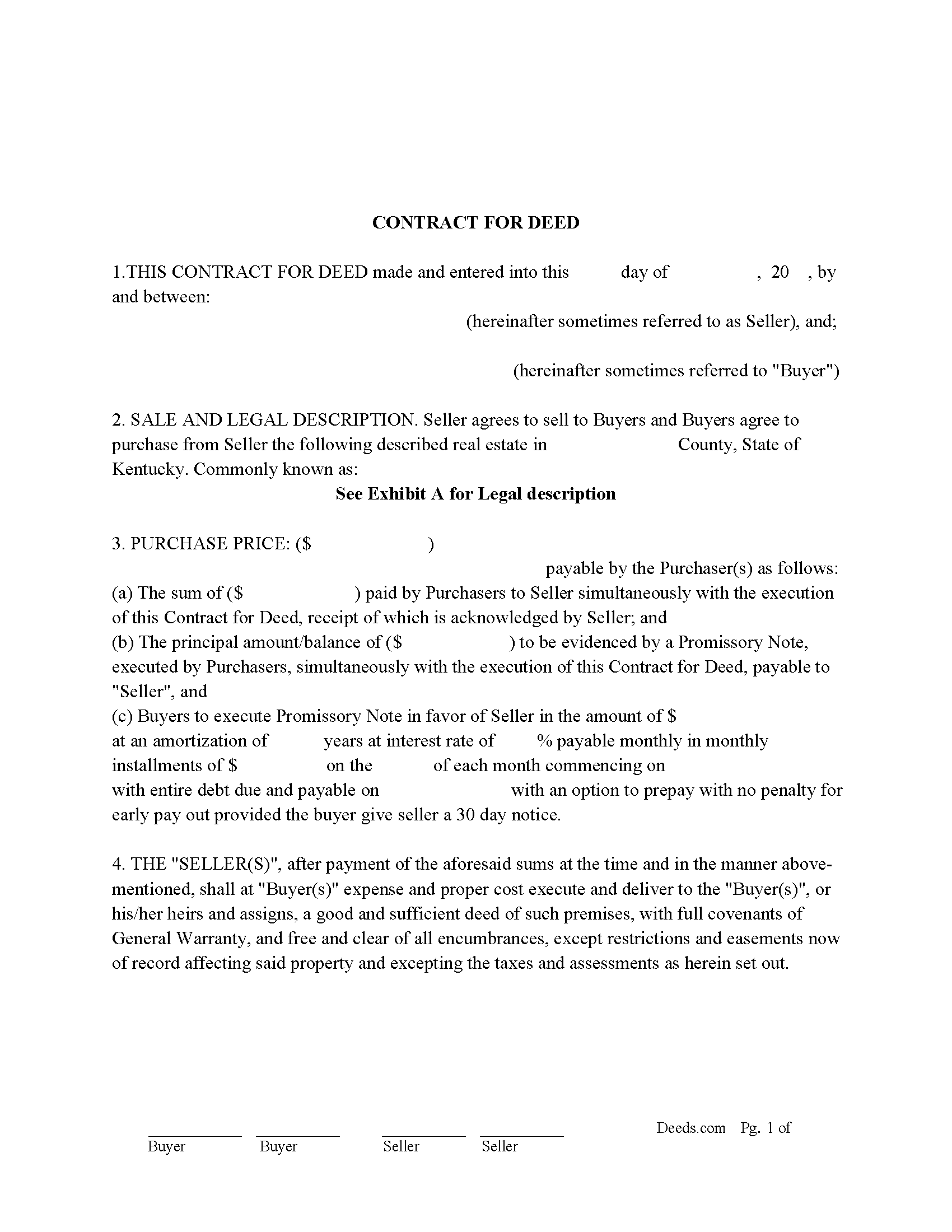 Contract for Deed and Promissory Note