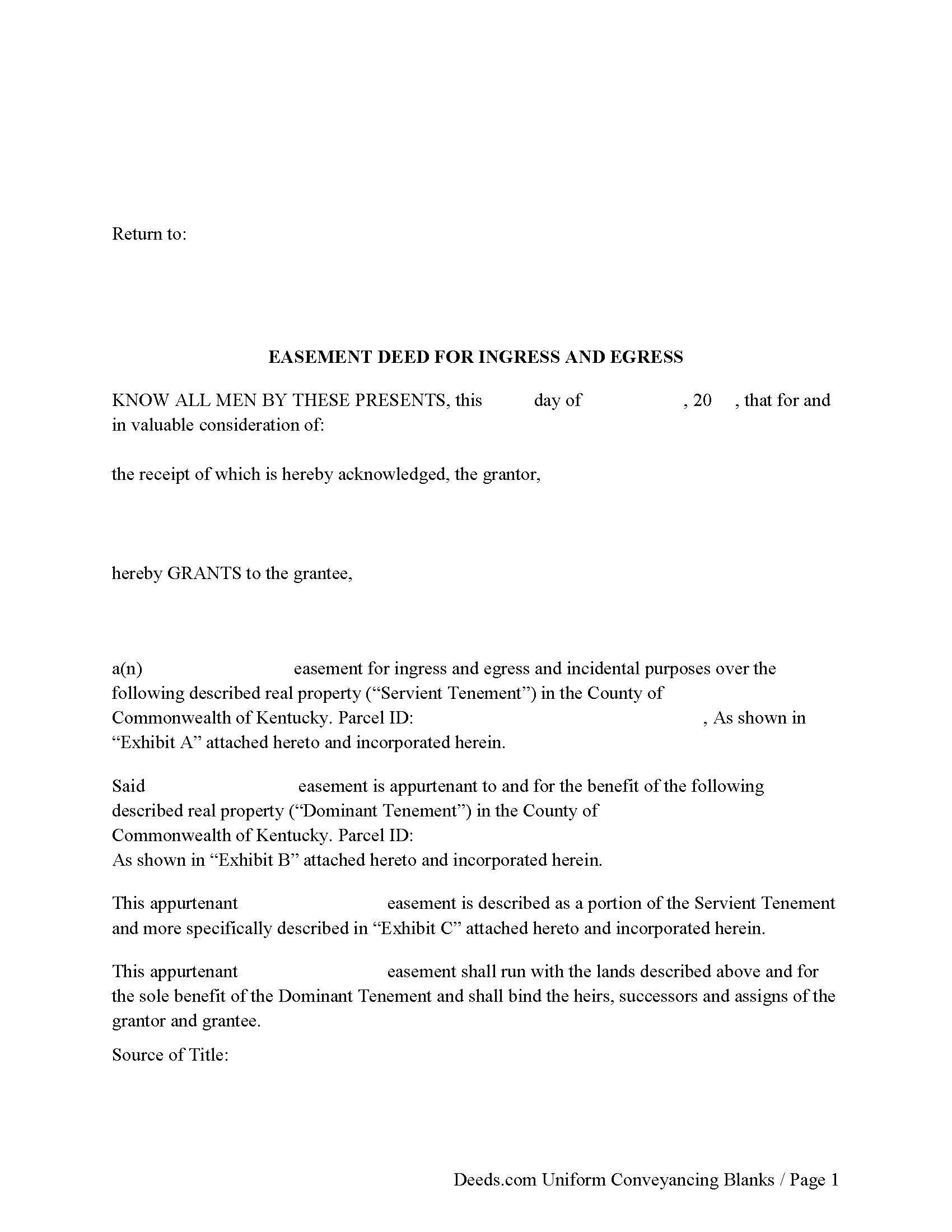 Kentucky Easement Deed Image