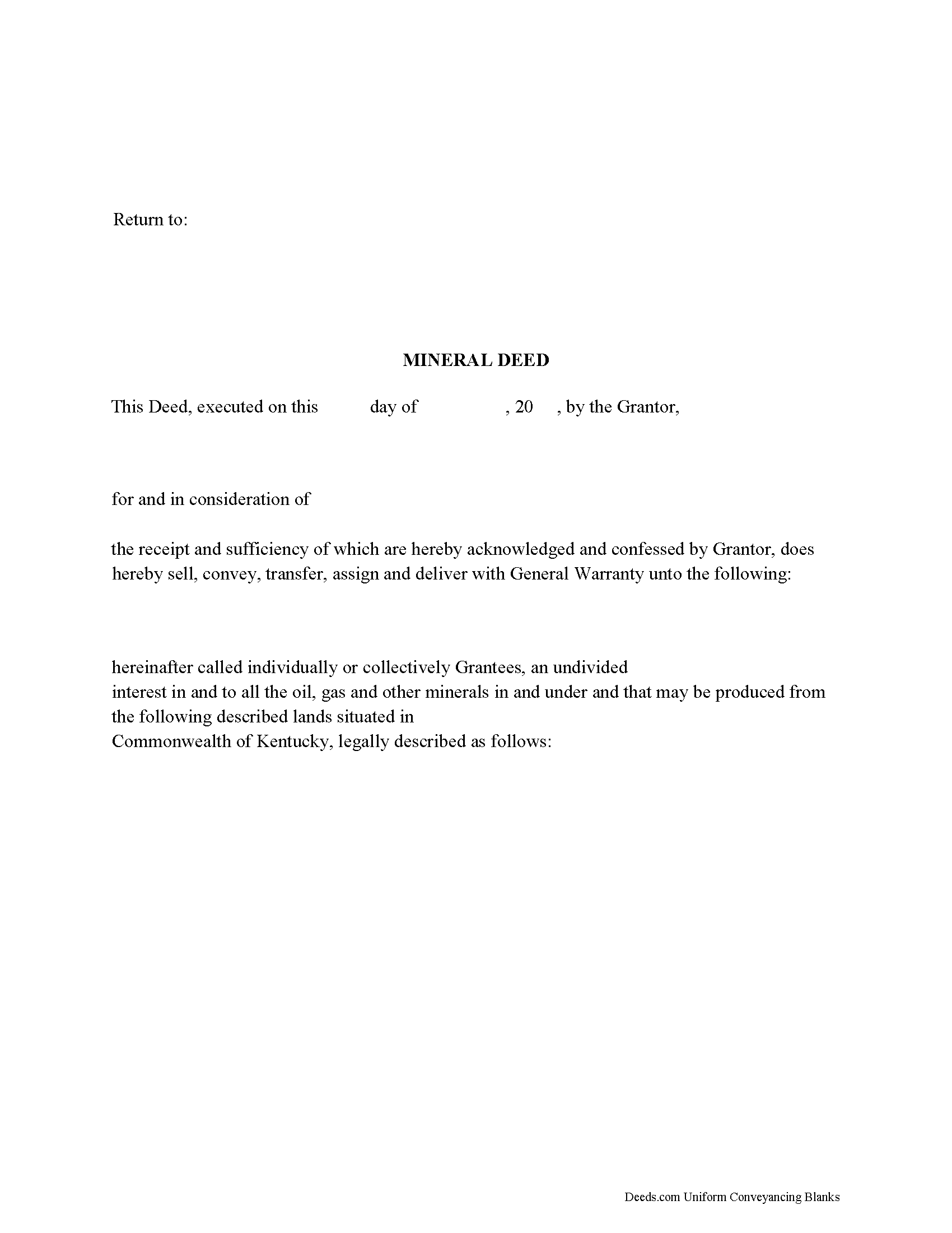 Kentucky Mineral Deed Image