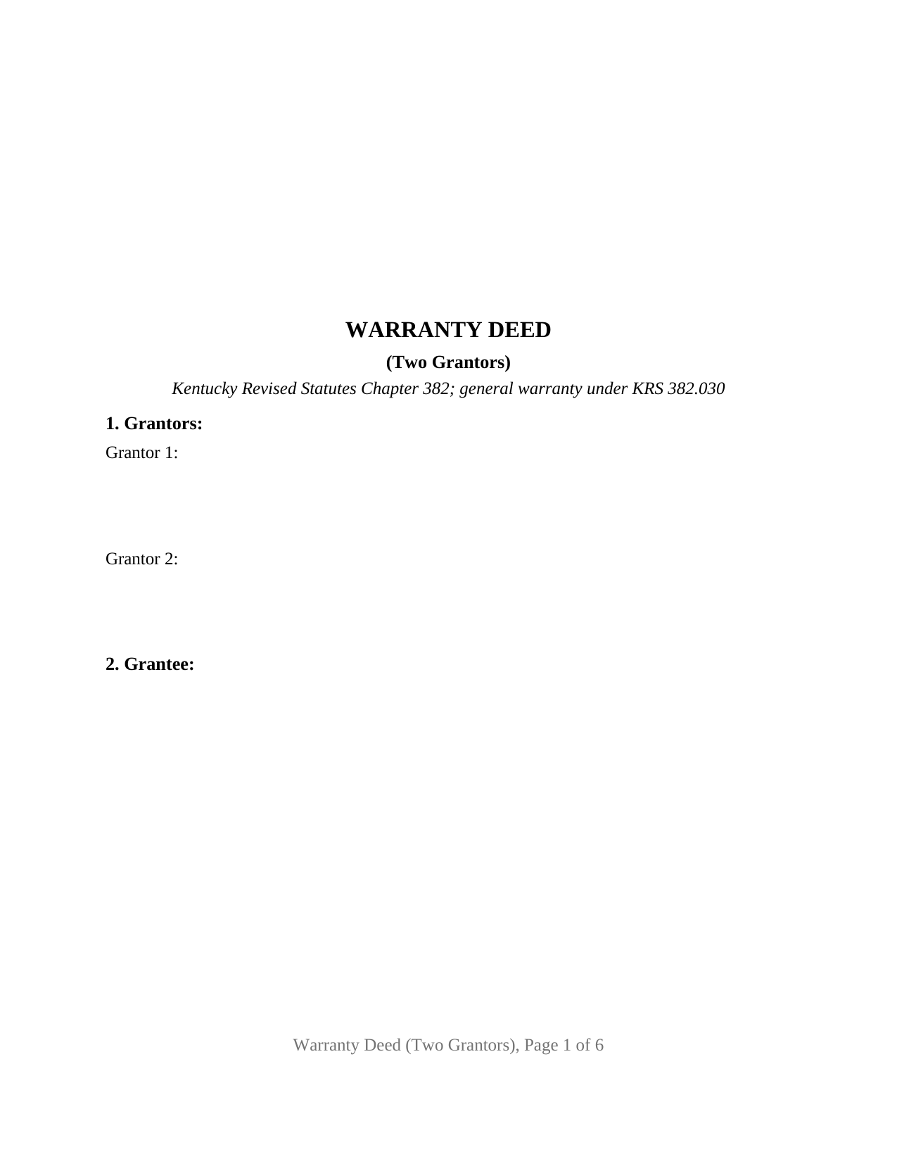 Kentucky Warranty Deed (Two Grantors)