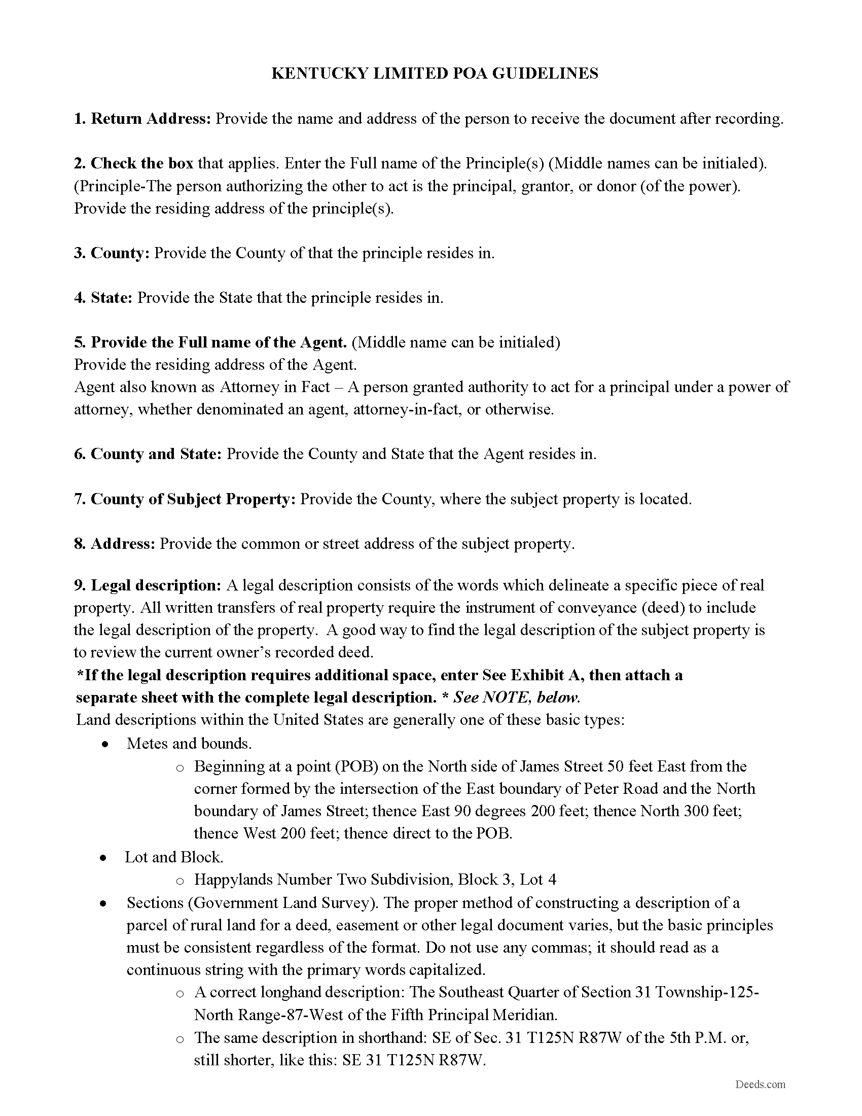 Trimble County Limited POA Guidelines