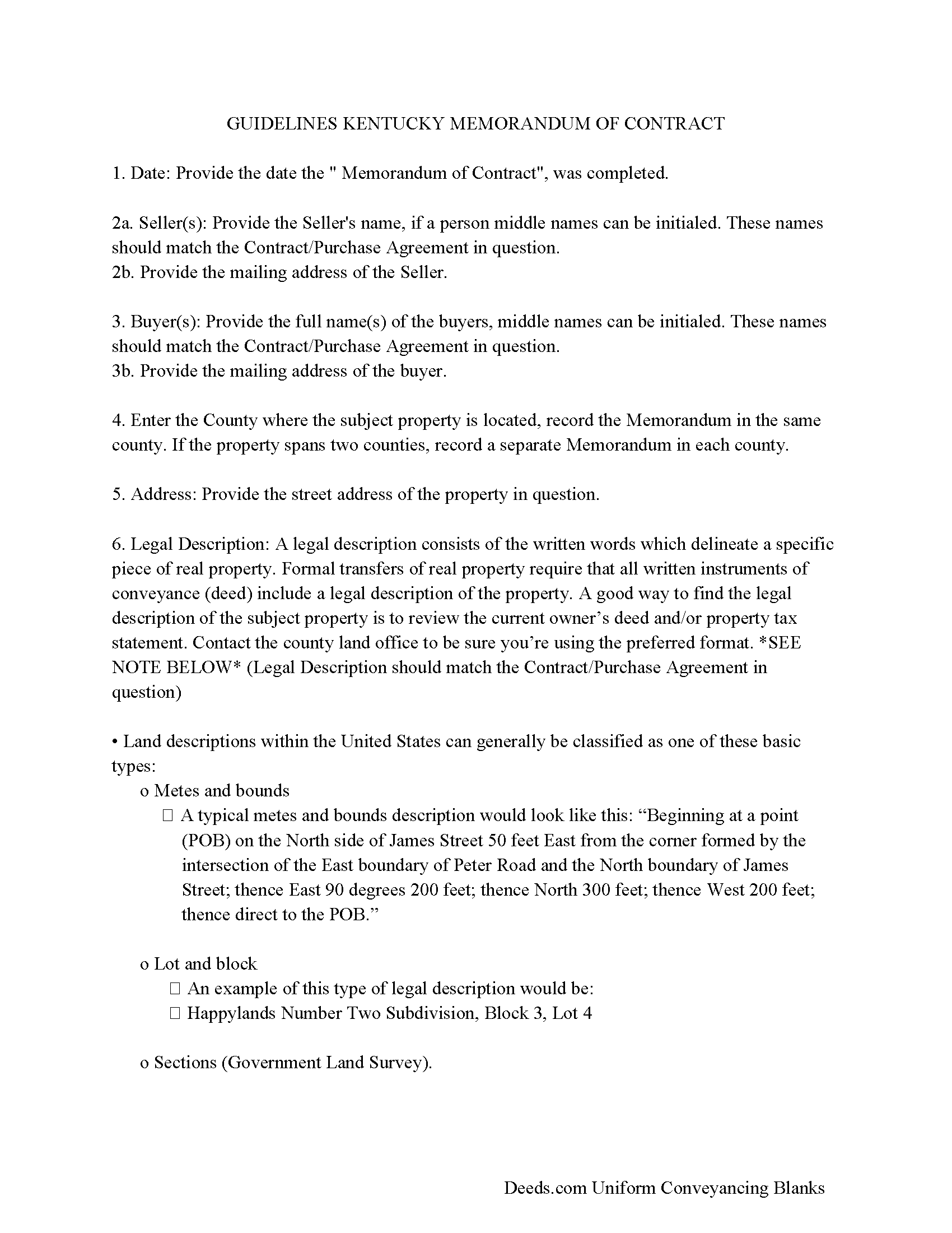 Shelby County Memorandum Guidelines