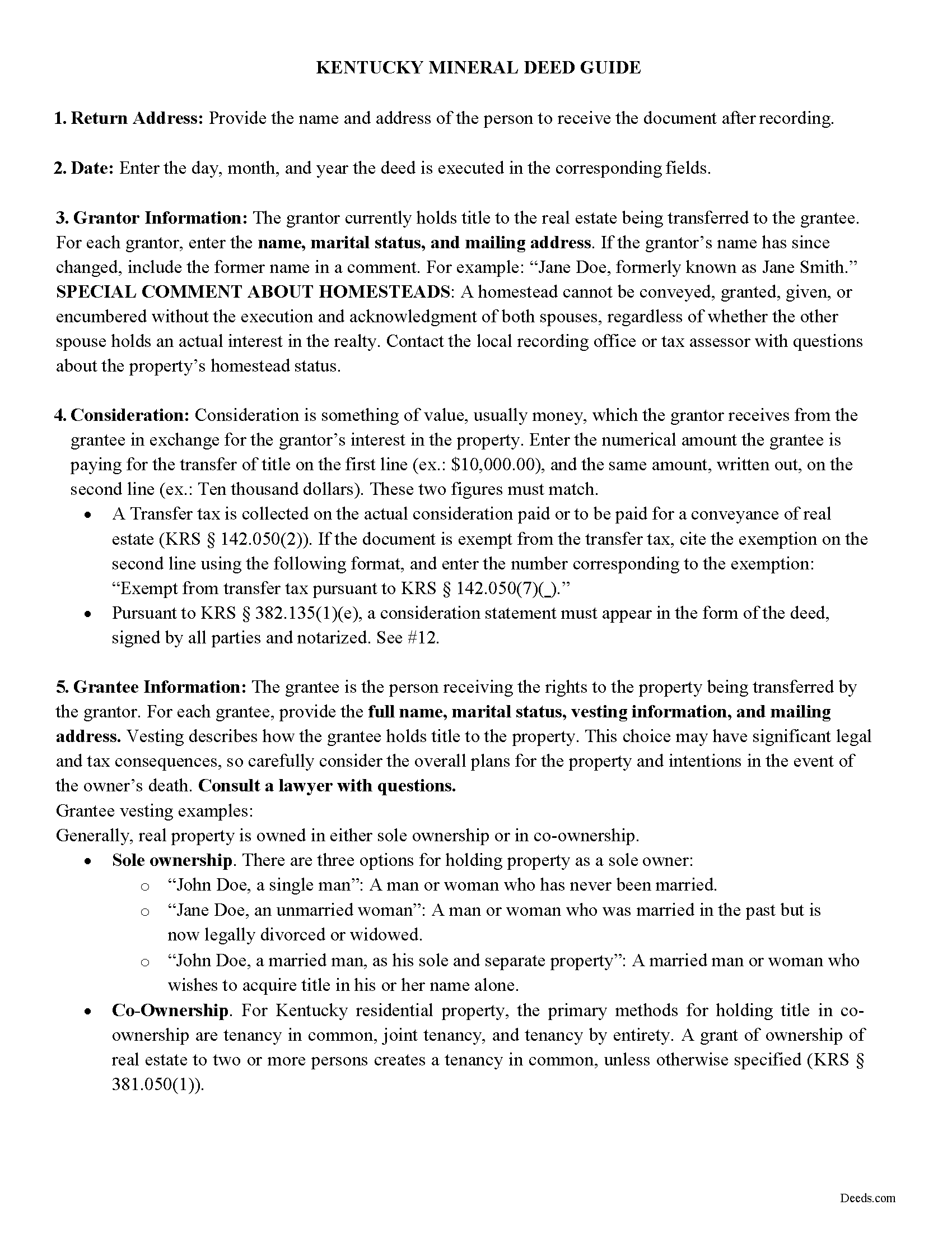 Green County Mineral Deed Guide