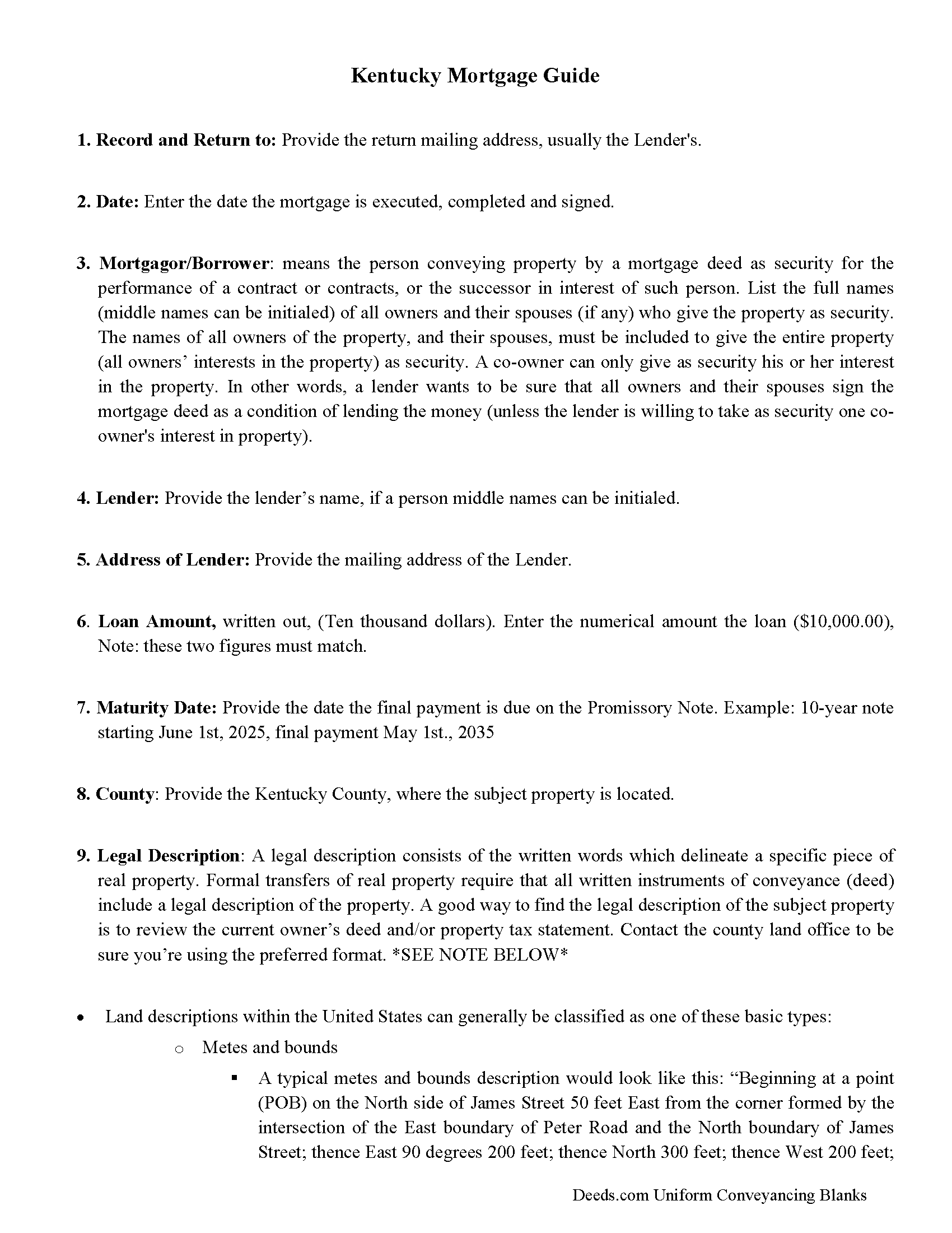 Trimble County Mortgage Guidelines