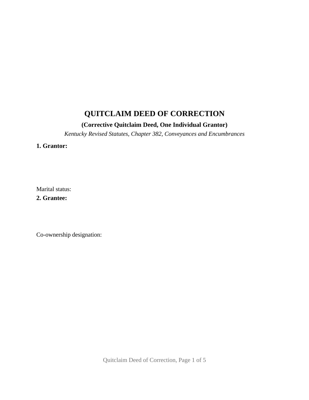 Lee County Quitclaim Deed (Corrective) Form