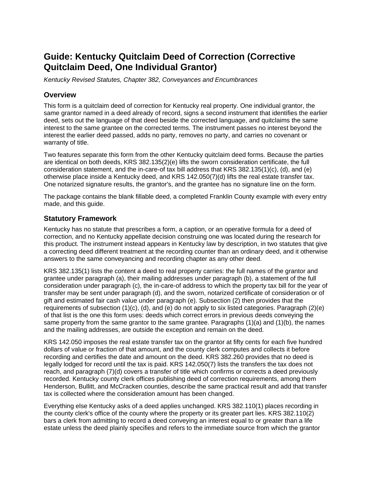 Lee County Quitclaim Deed (Corrective) Guide