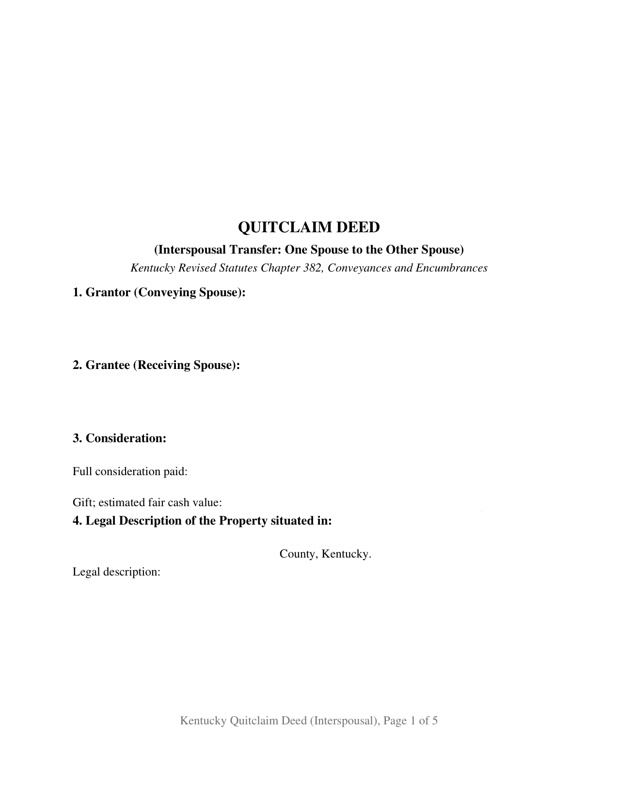 Logan County Quitclaim Deed (Interspousal) Form