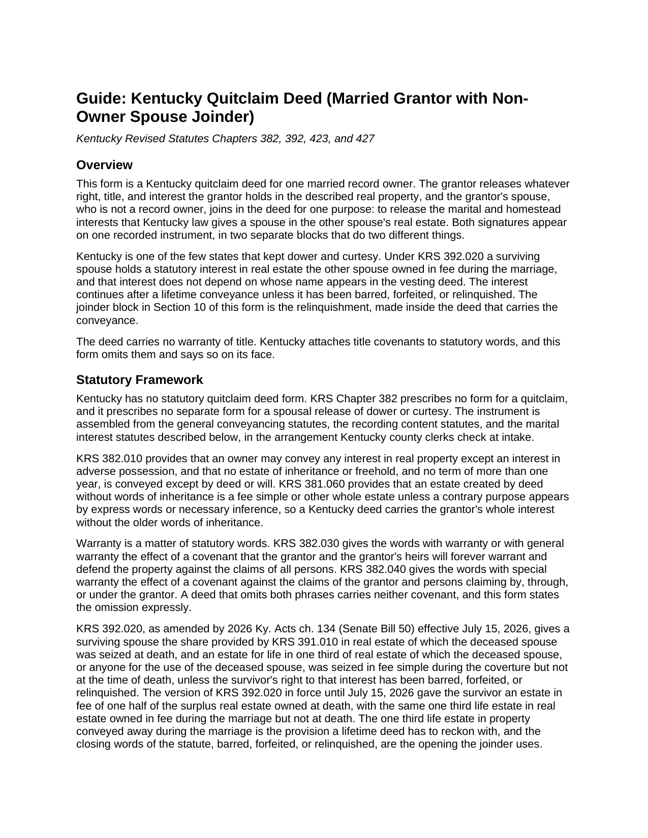 Powell County Quitclaim Deed (Married Grantor with Non-Owner Spouse Joinder) Guide