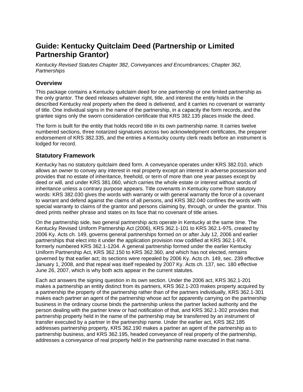 Boyd County Quitclaim Deed (Partnership or Limited Partnership Grantor) Guide