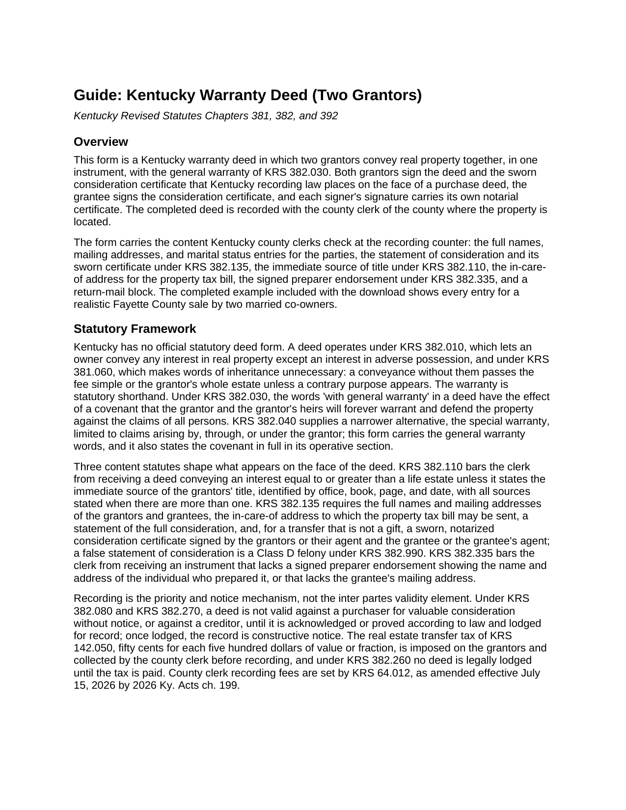 Lyon County Warranty Deed (Two Grantors) Guide