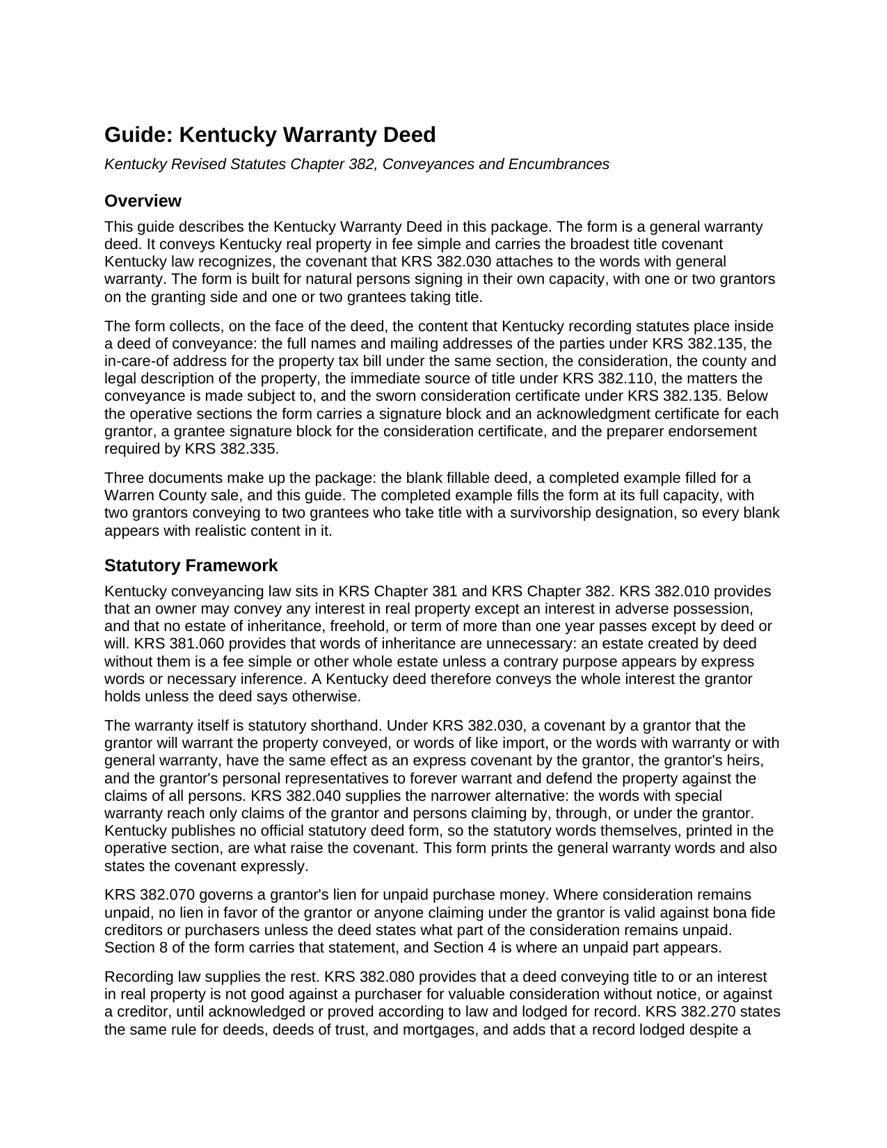 Green County Warranty Deed Guide