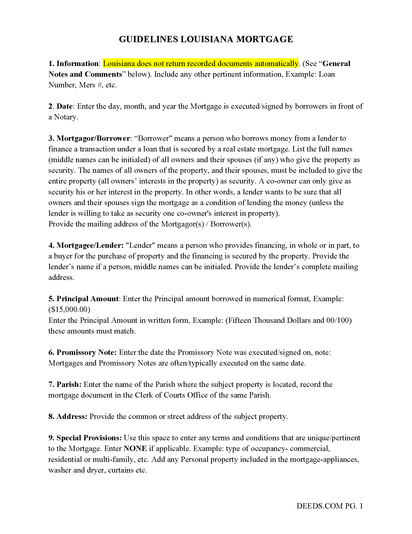 Assumption Parish Mortgage Guidelines