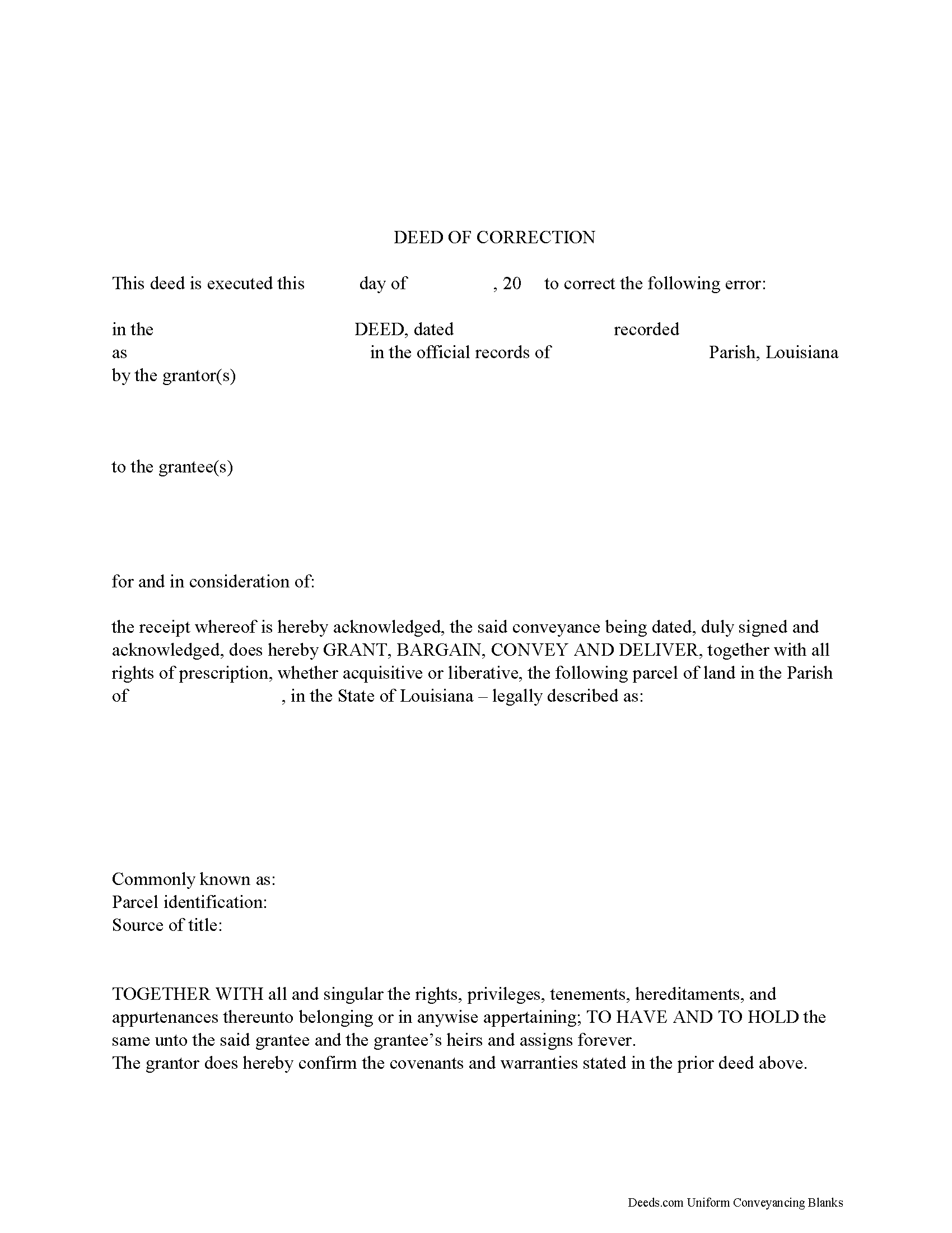 Correction Deed Form