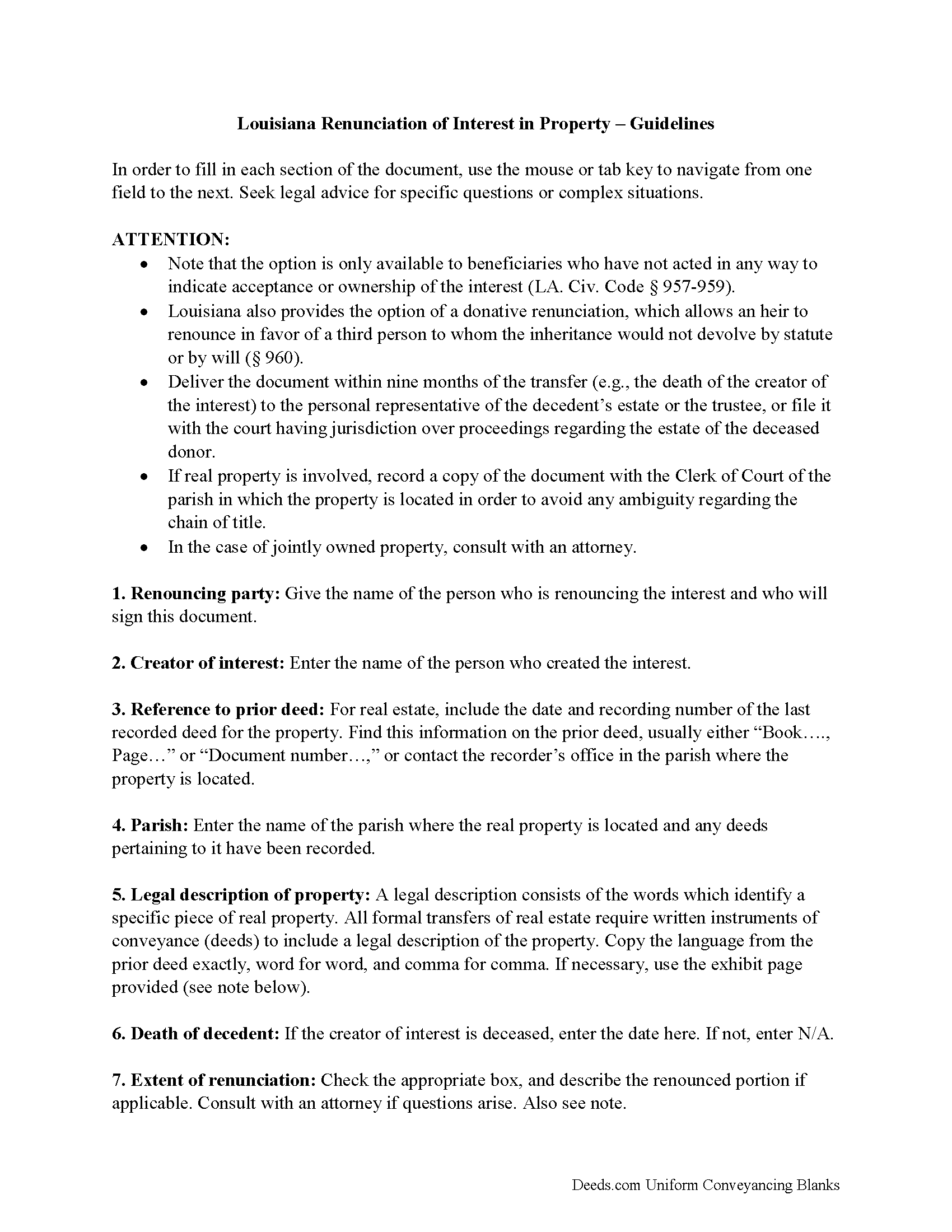 Assumption Parish Disclaimer of Interest Guide