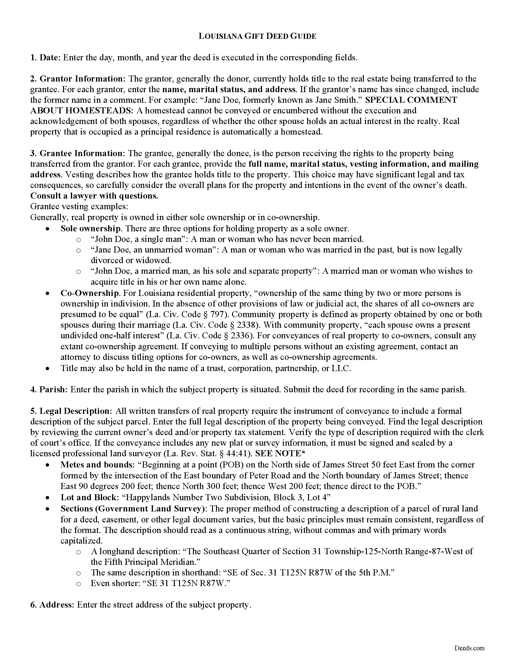 Jefferson Davis Parish Gift Deed Guide