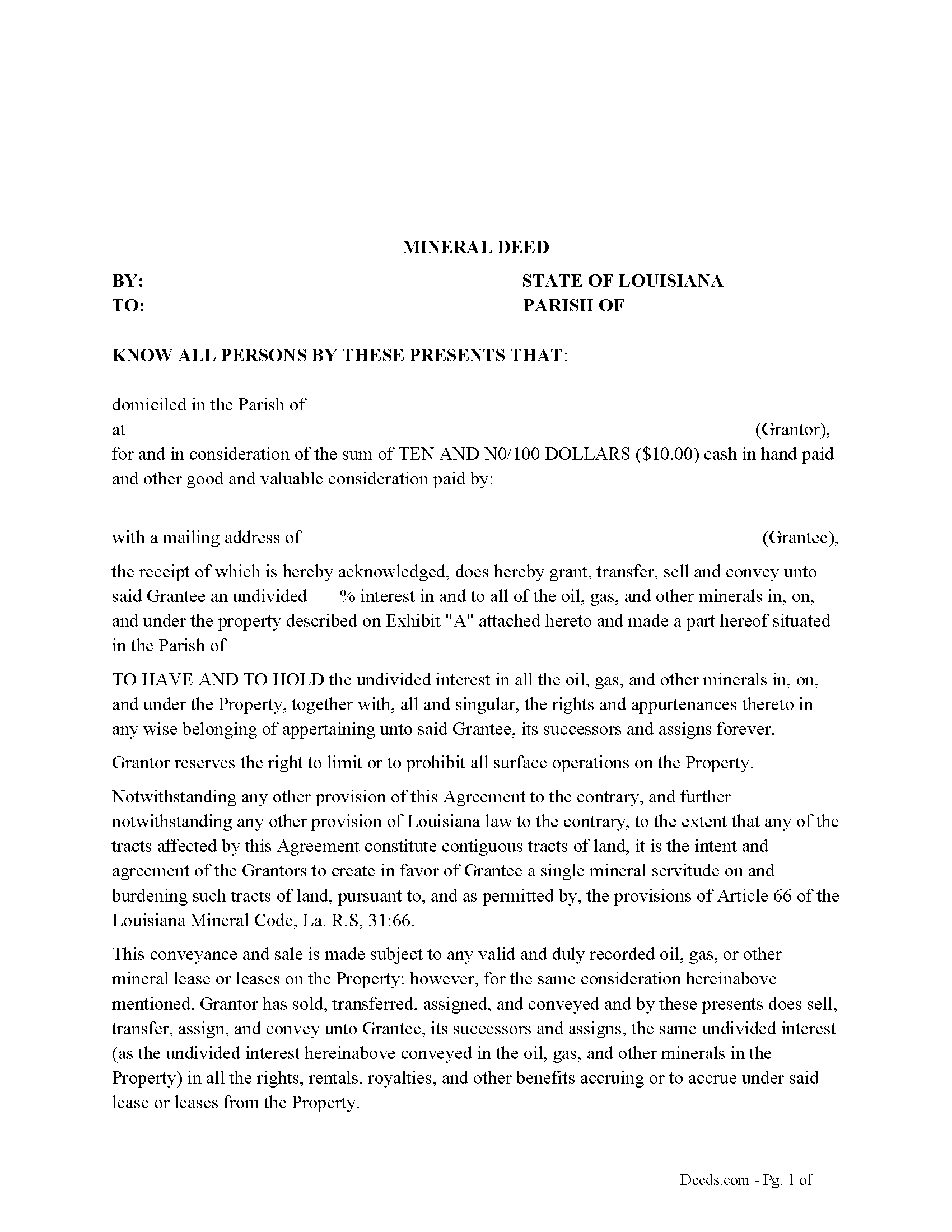 Louisiana Mineral Deed Image