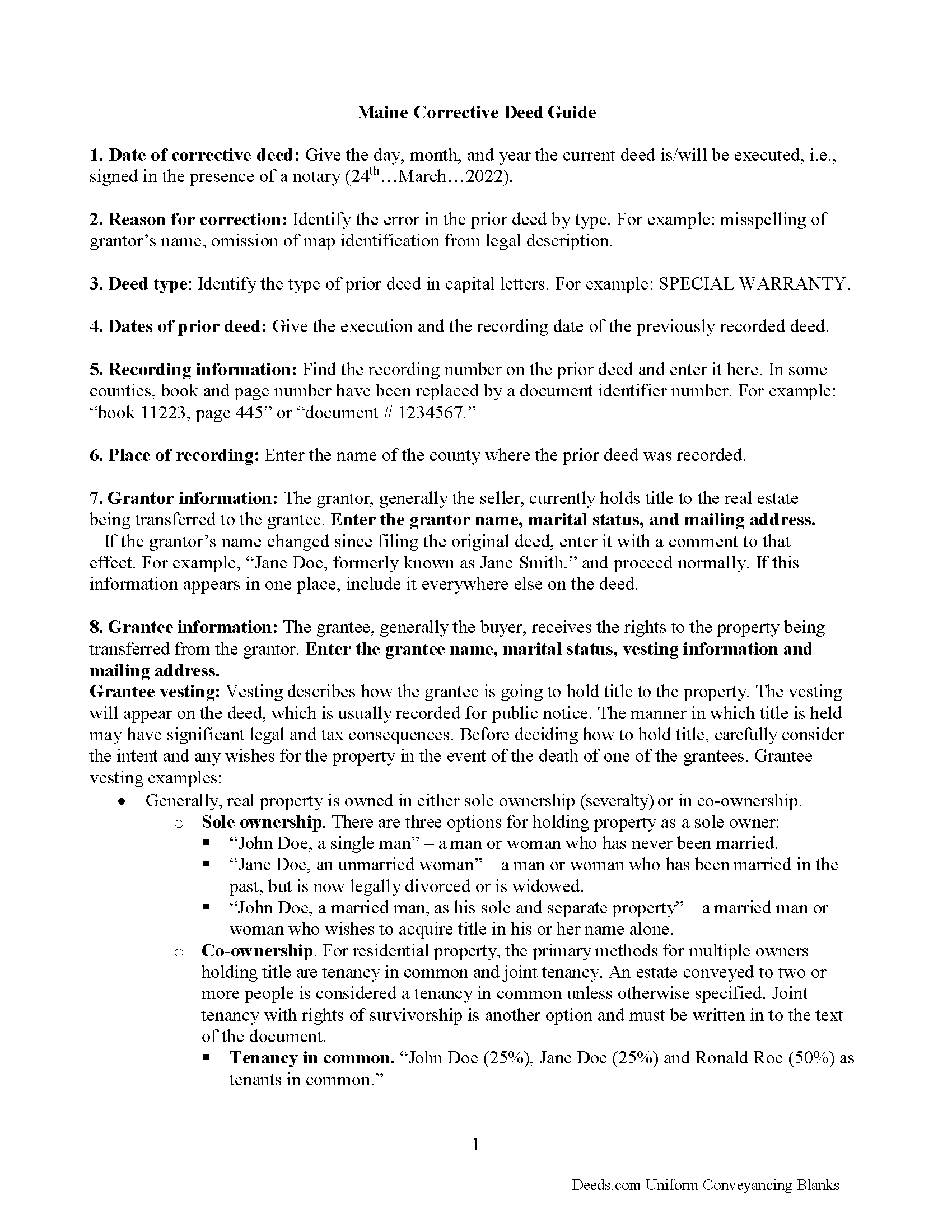 Oxford County Correction Deed Guide
