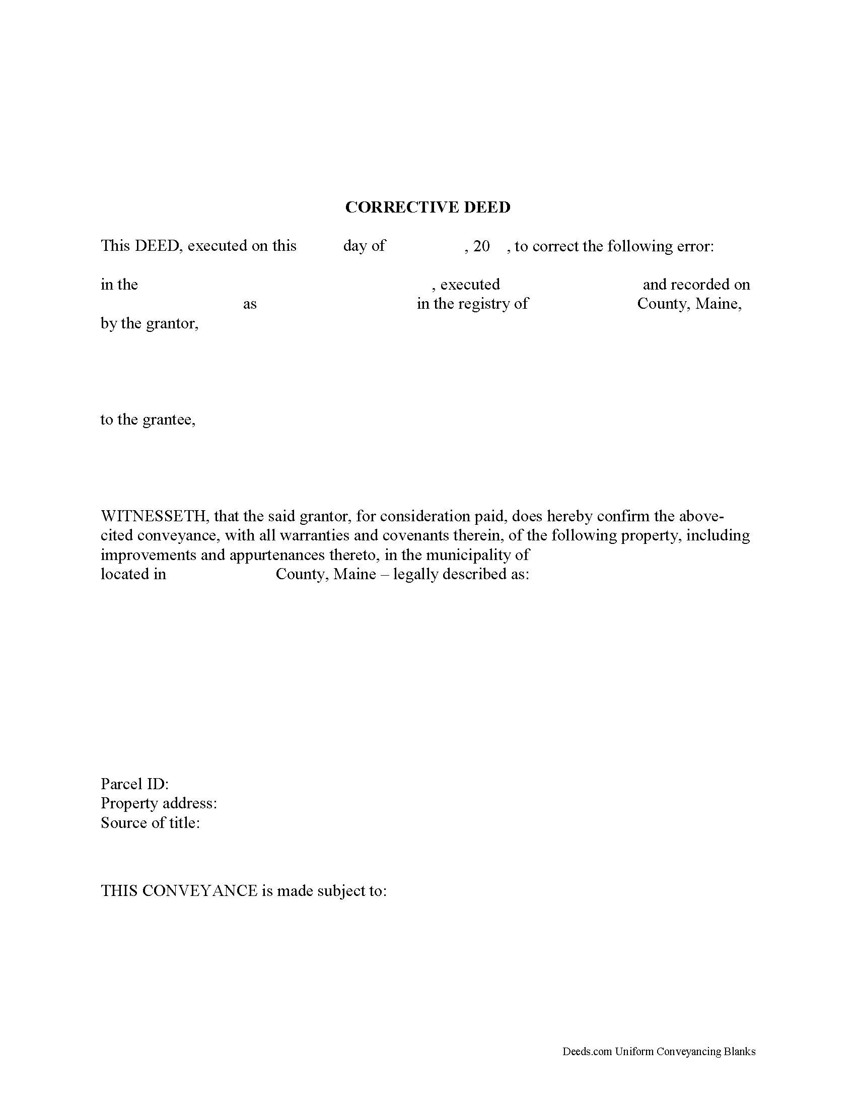 Oxford County Correction Deed Form