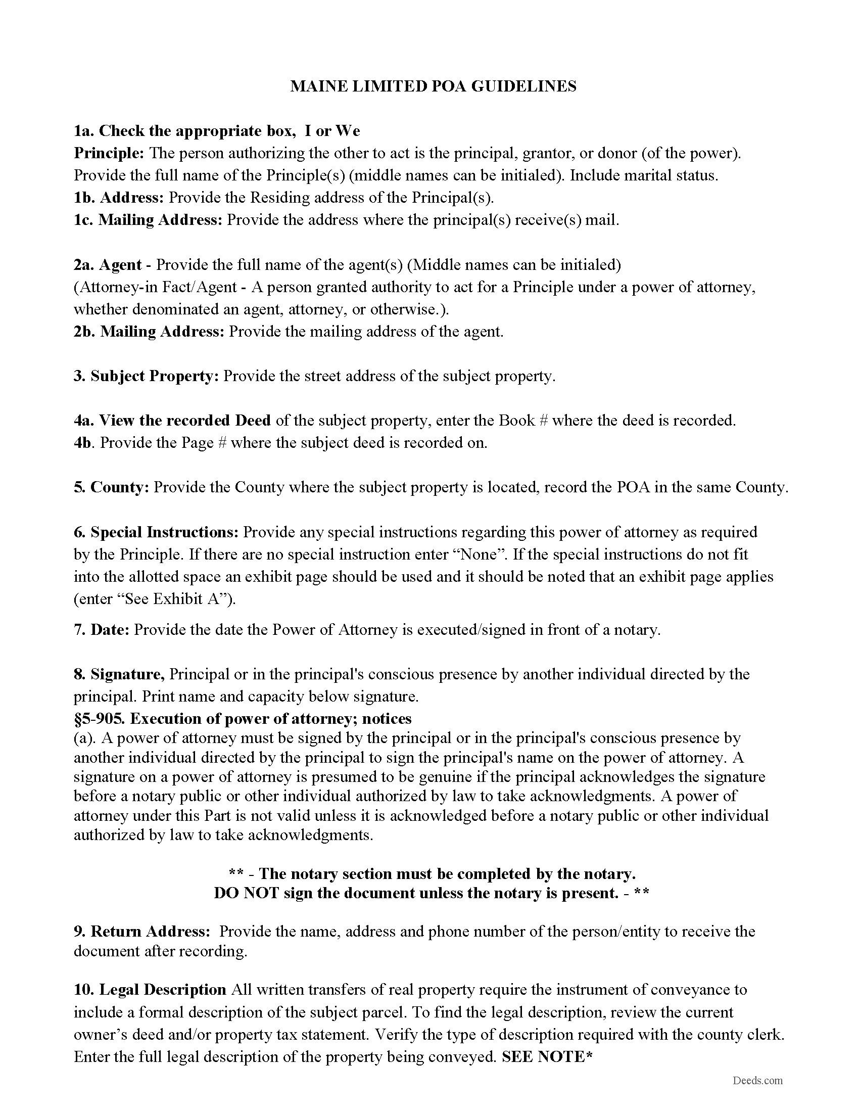 Oxford County Guidelines for Real Property Power of Attorney